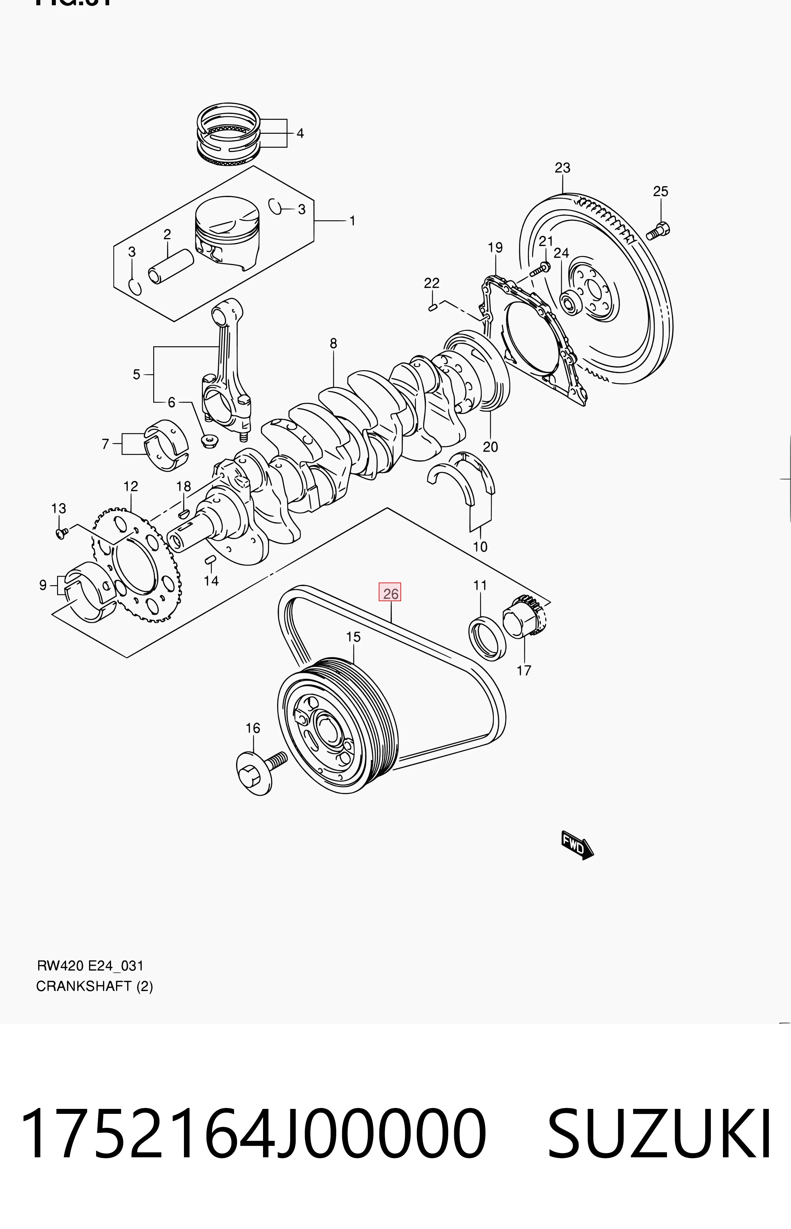 1752164J00000 Suzuki Pas napędowy mechanizmów