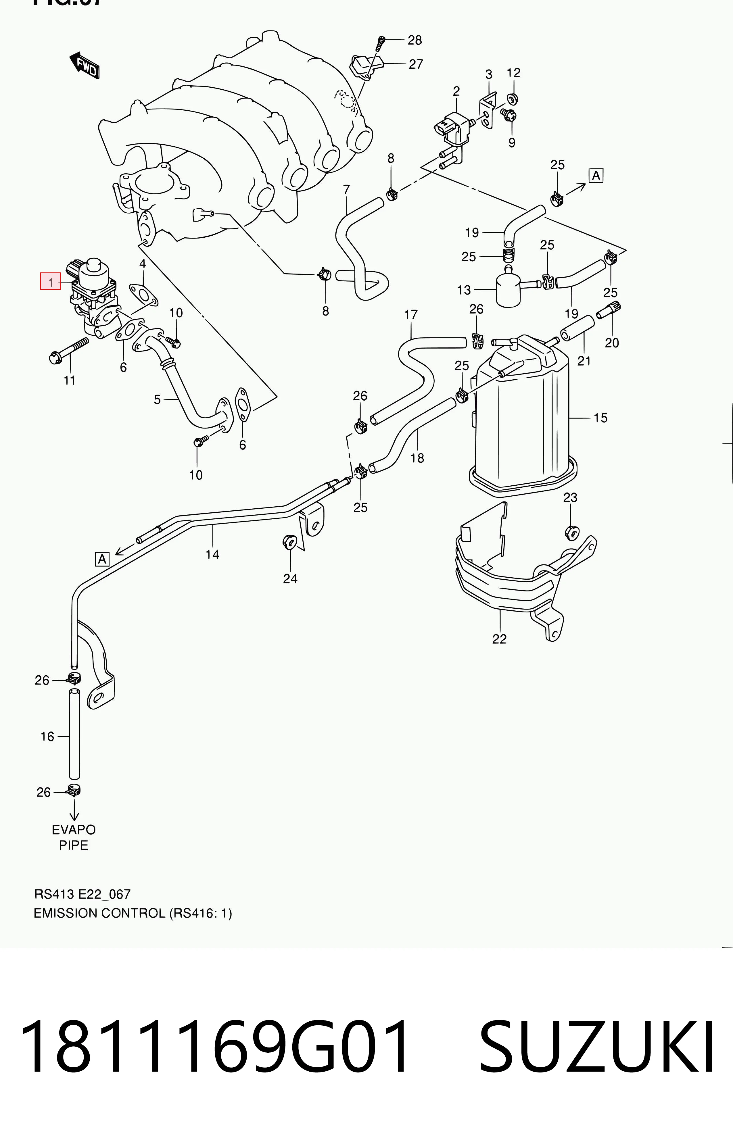 1811169G01 Suzuki Zawór recyrkulacji spalin EGR