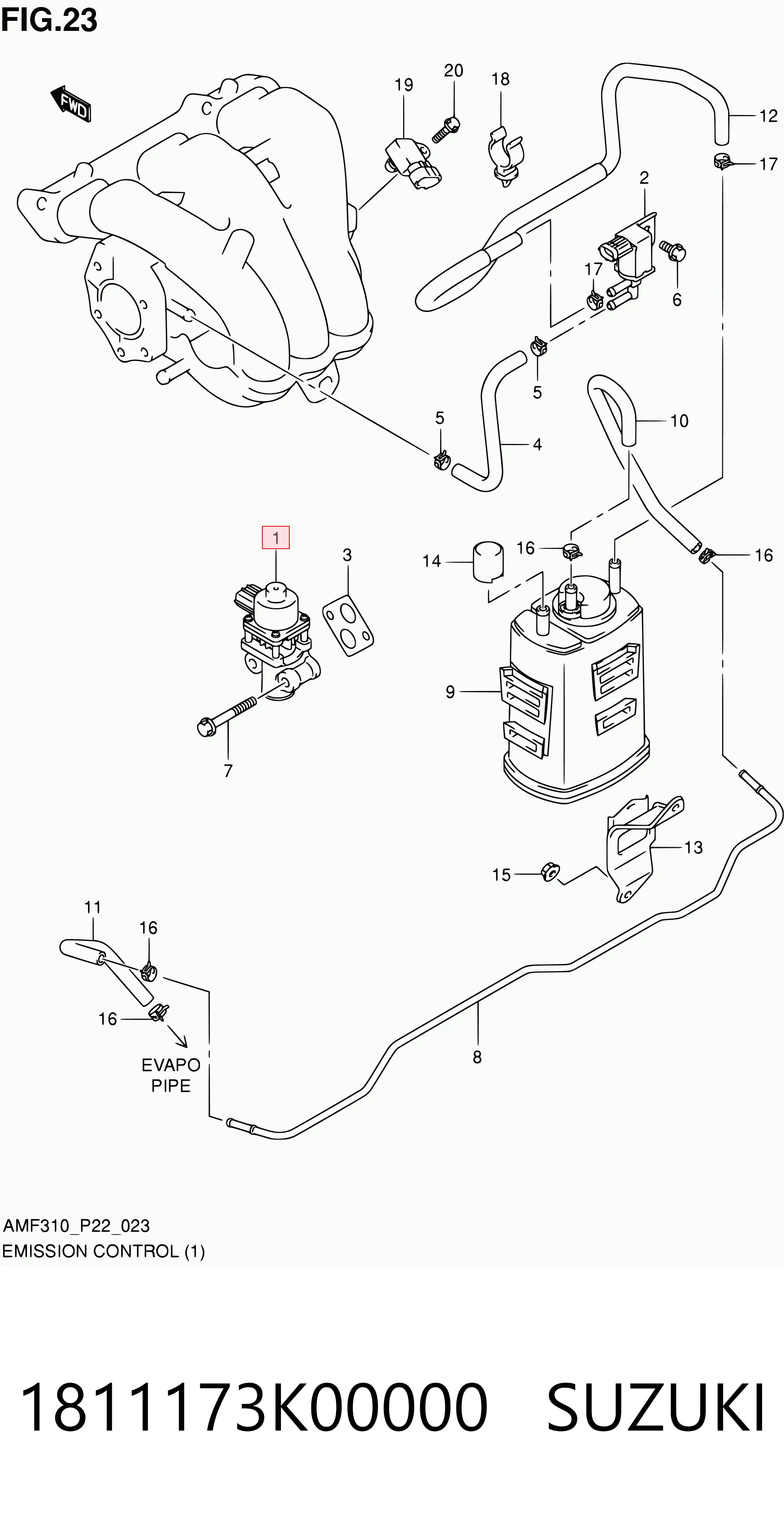 1811173K00000 Suzuki Zawór recyrkulacji spalin EGR