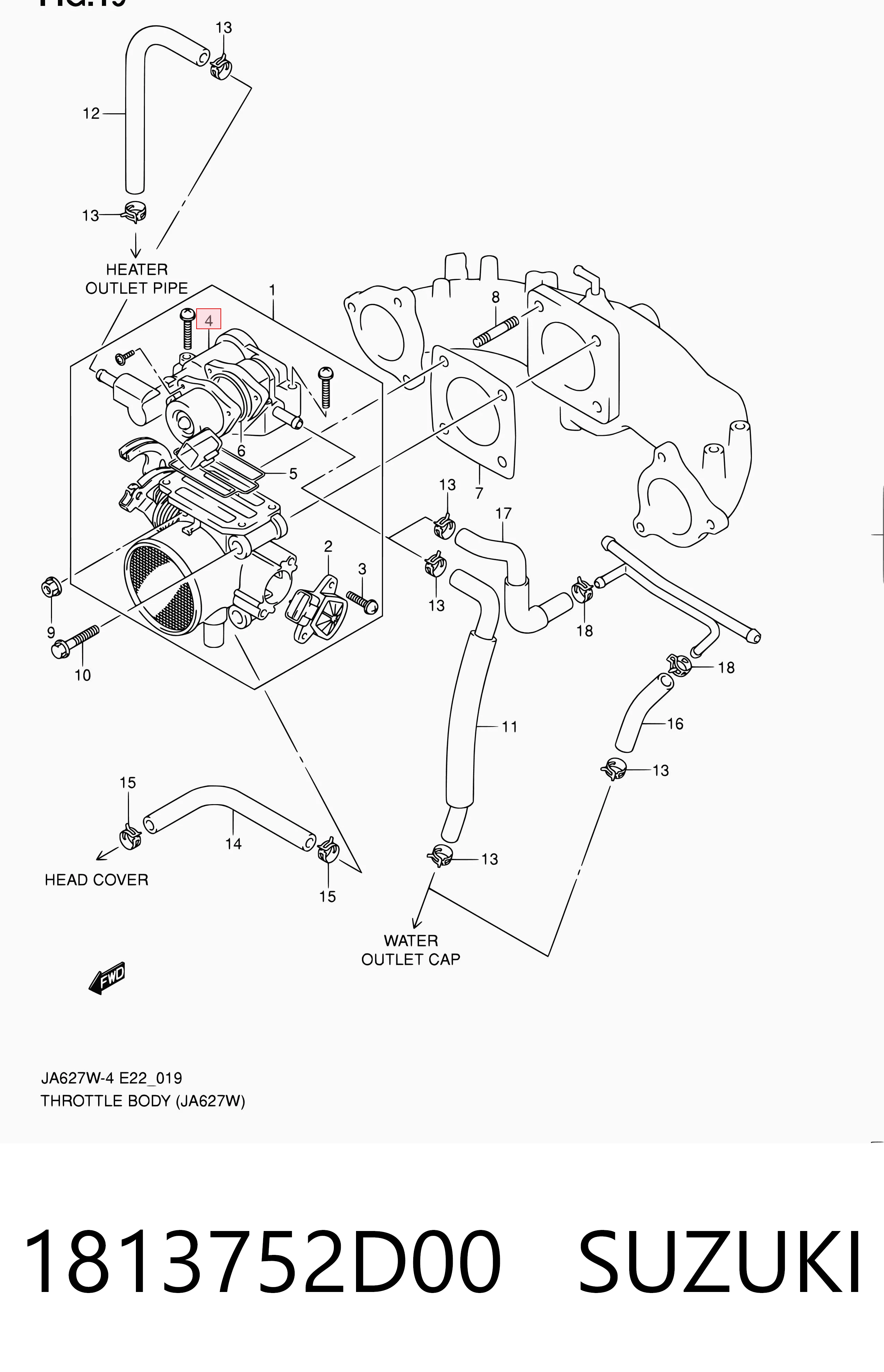 1813752D00 Suzuki Regulator biegu jałowego