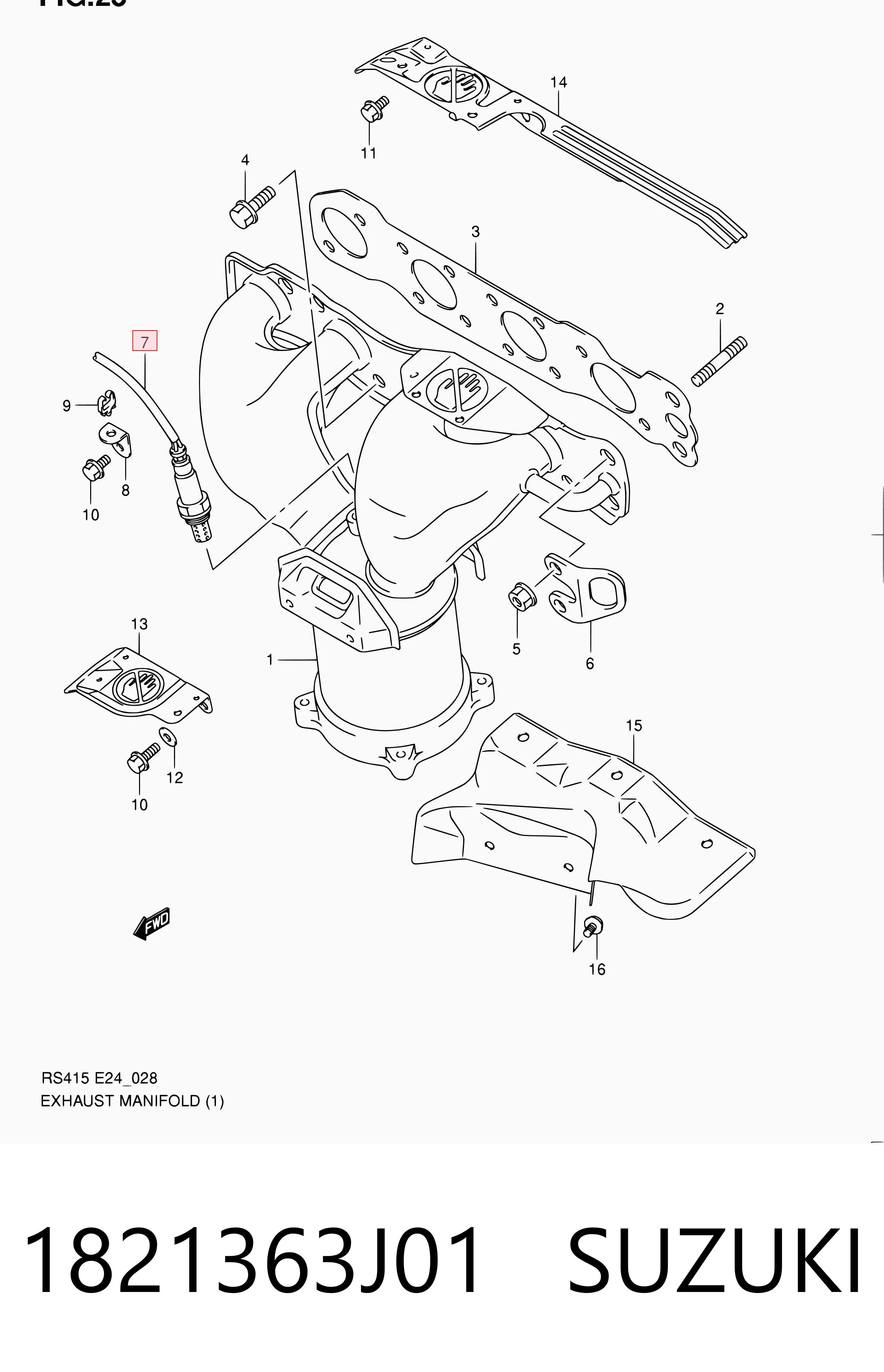 1821363J01 Suzuki Sonda lambda czujnik tlenu przed katalizatorem