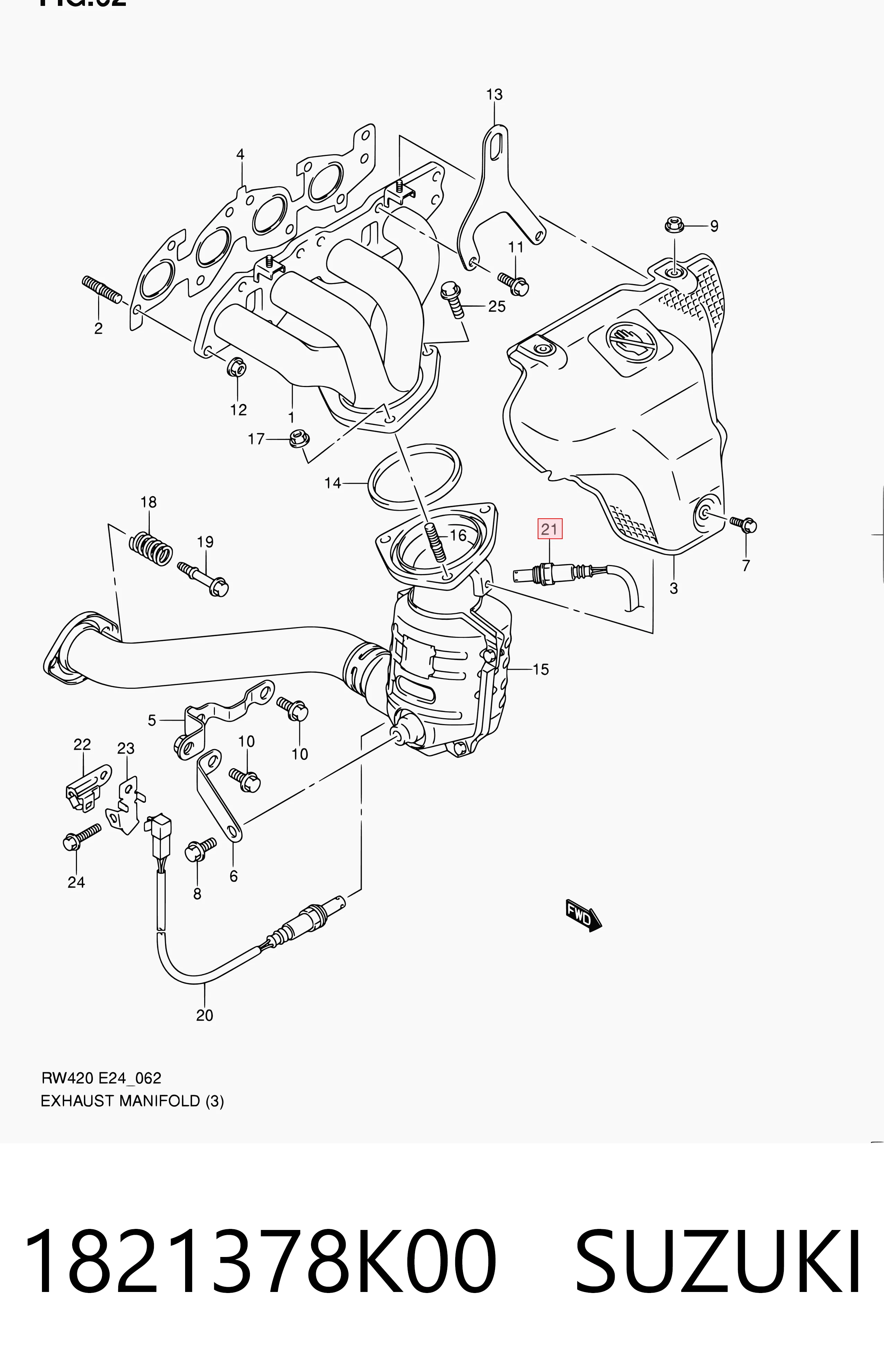 1821378K00 Suzuki Sonda lambda czujnik tlenu przed katalizatorem