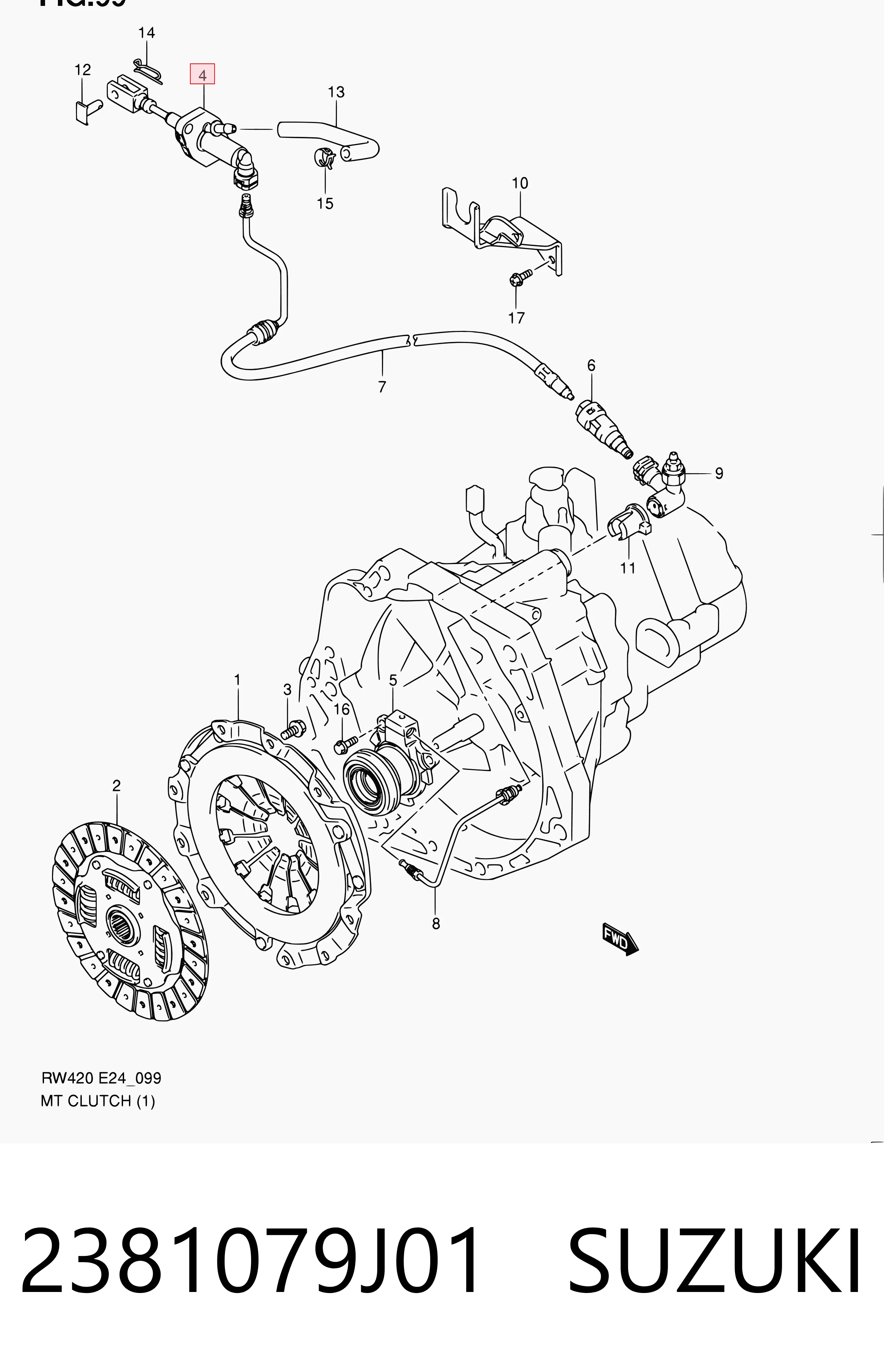 2381079J01 Suzuki Cylinder sprzęgła główny