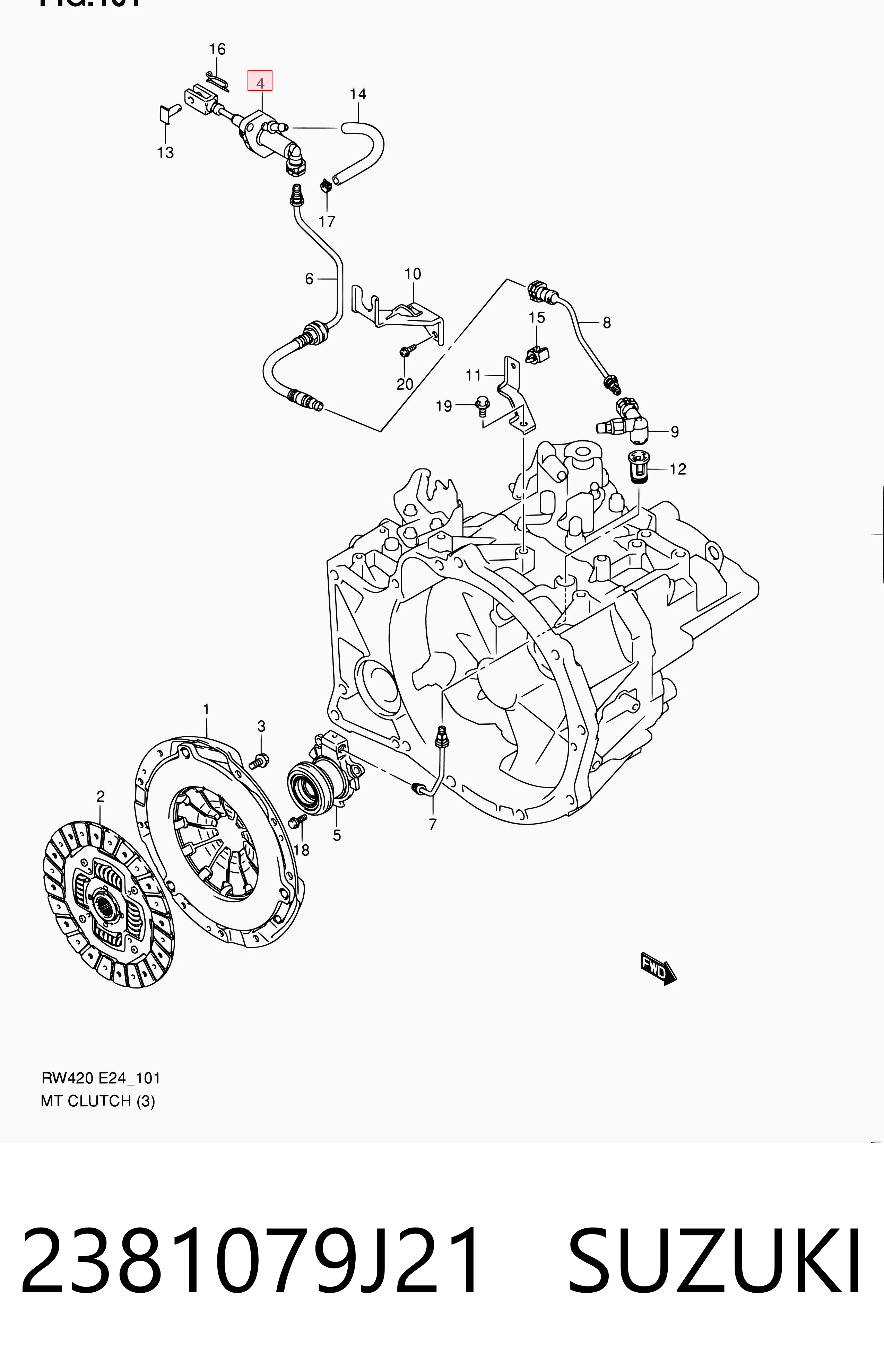 2381079J21 Suzuki Cylinder sprzęgła główny