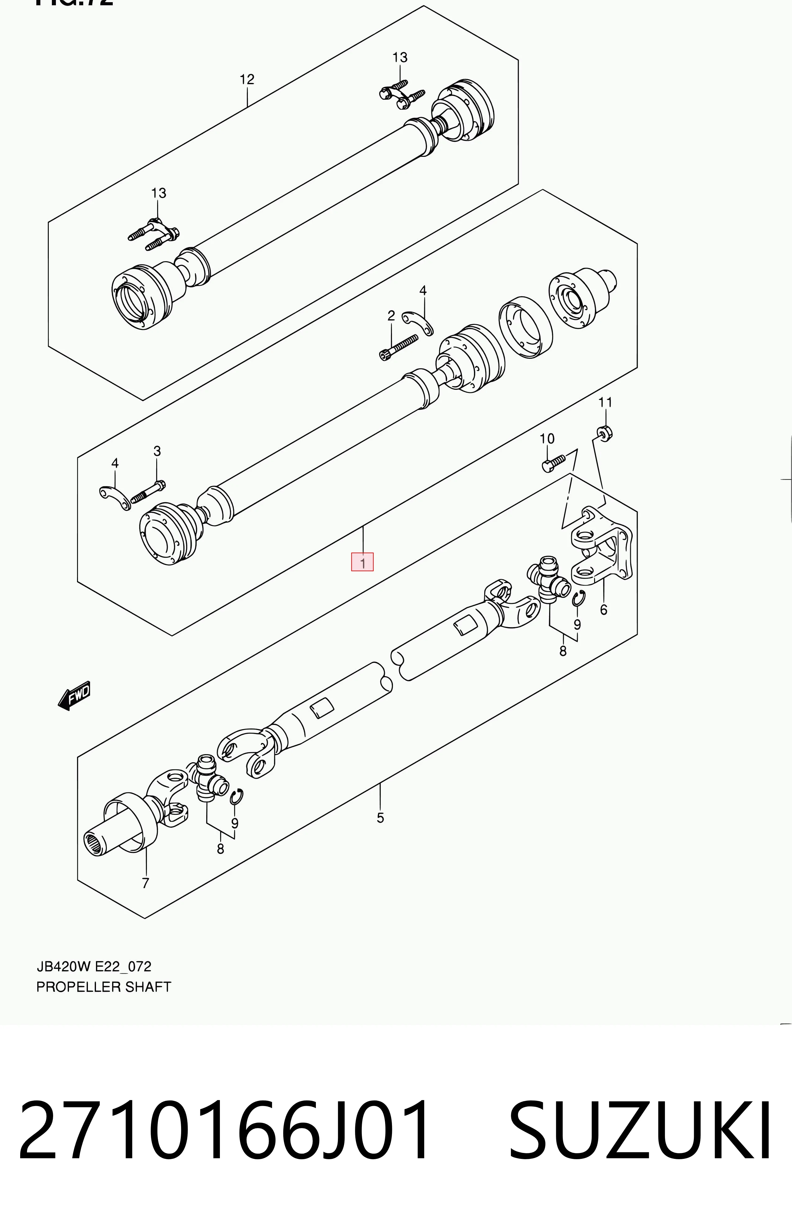 2710166J01 Suzuki Wał Cardana, do mostu przedniego