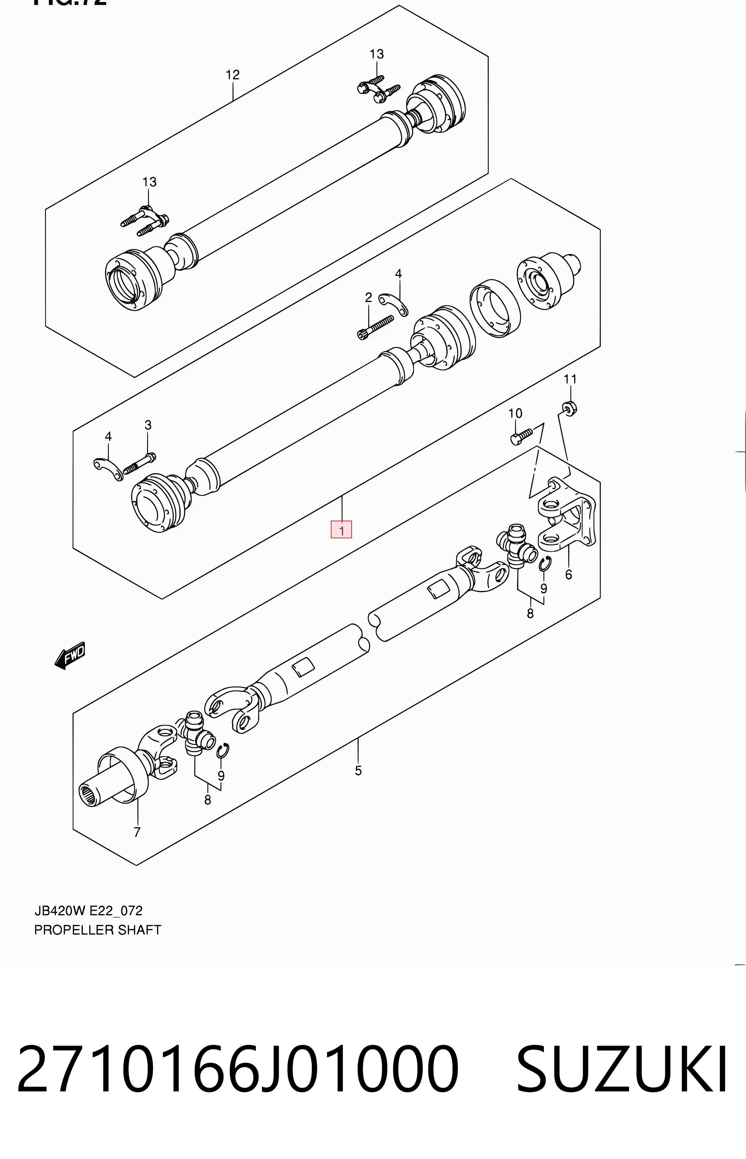 2710166J01000 Suzuki Wał Cardana, do mostu przedniego