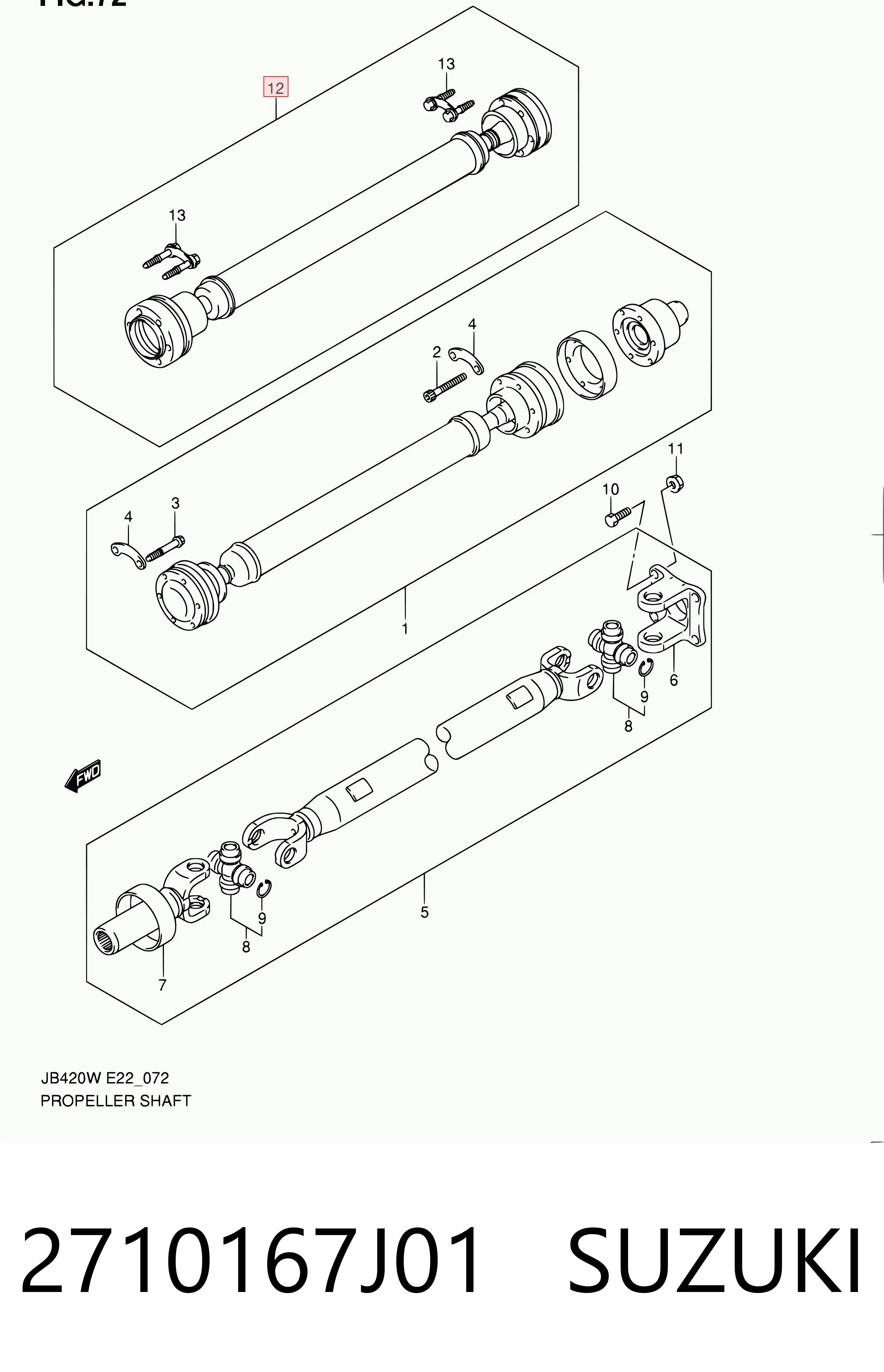2710167J01 Suzuki Wał Cardana, do mostu przedniego