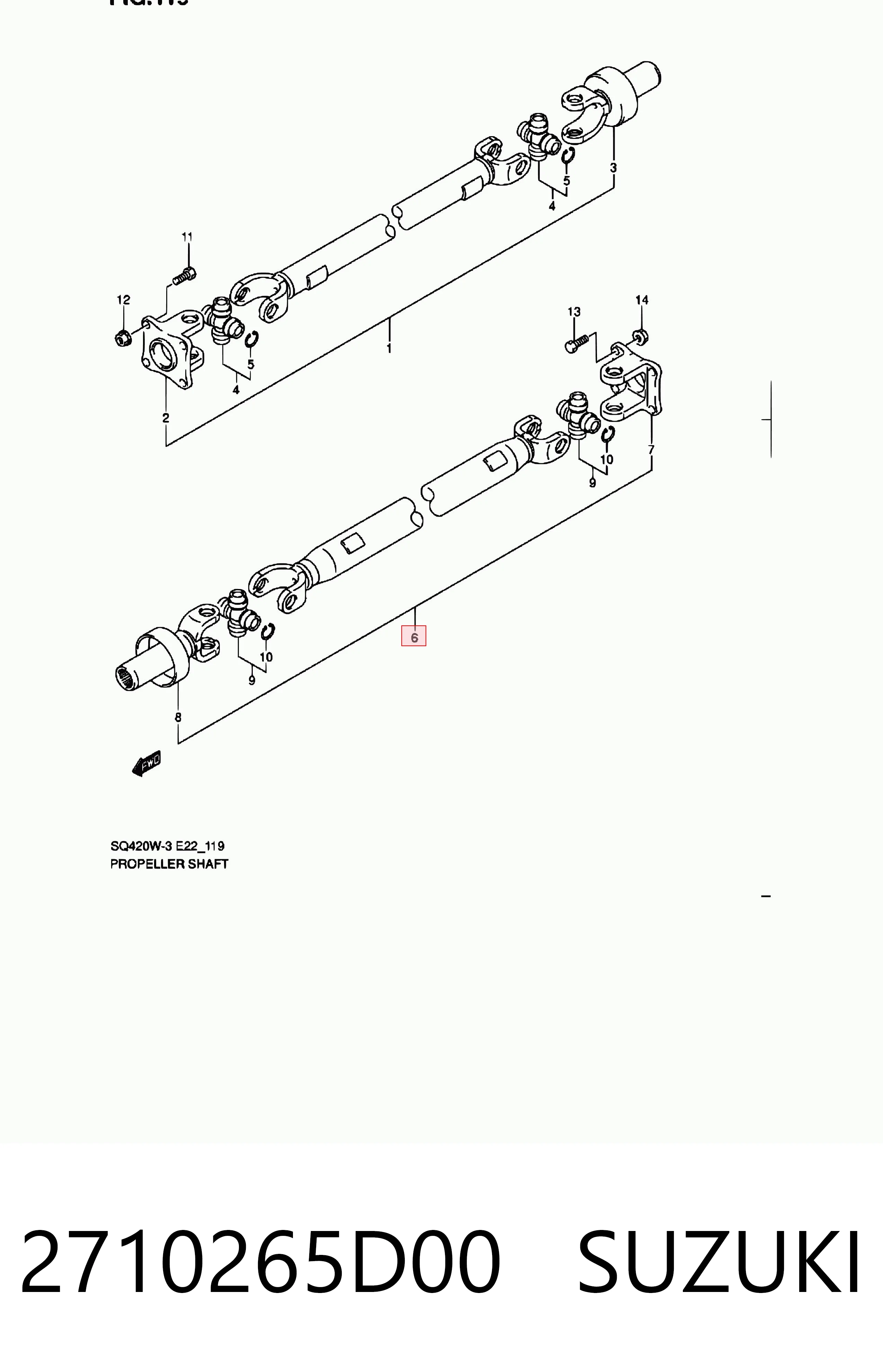Wał Cardana tylny, kompletny do Suzuki Grand Vitara  FT, HT