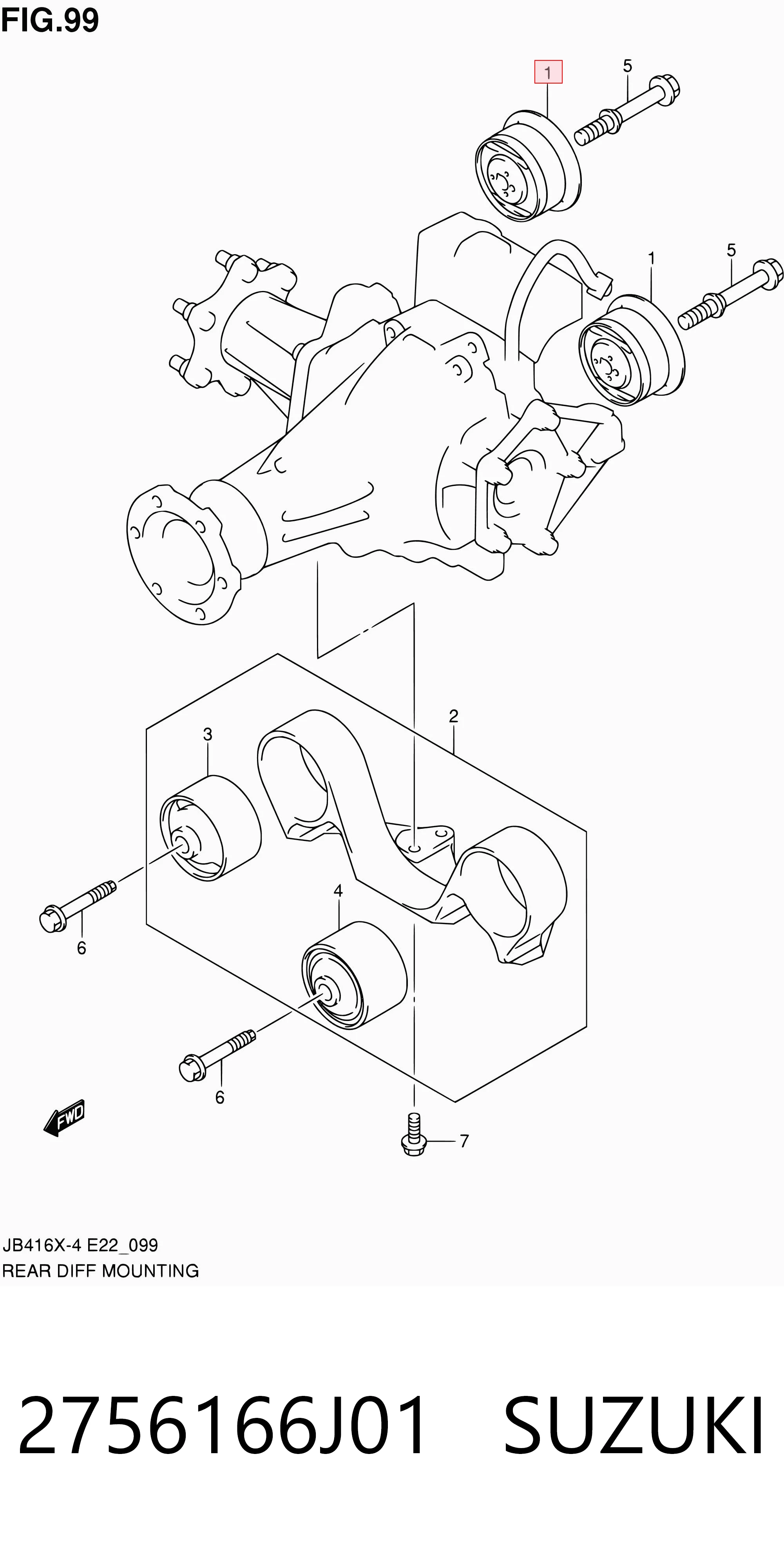 2756166J01 Suzuki Silentblock tylny (poduszka) reduktora mostu tylnego