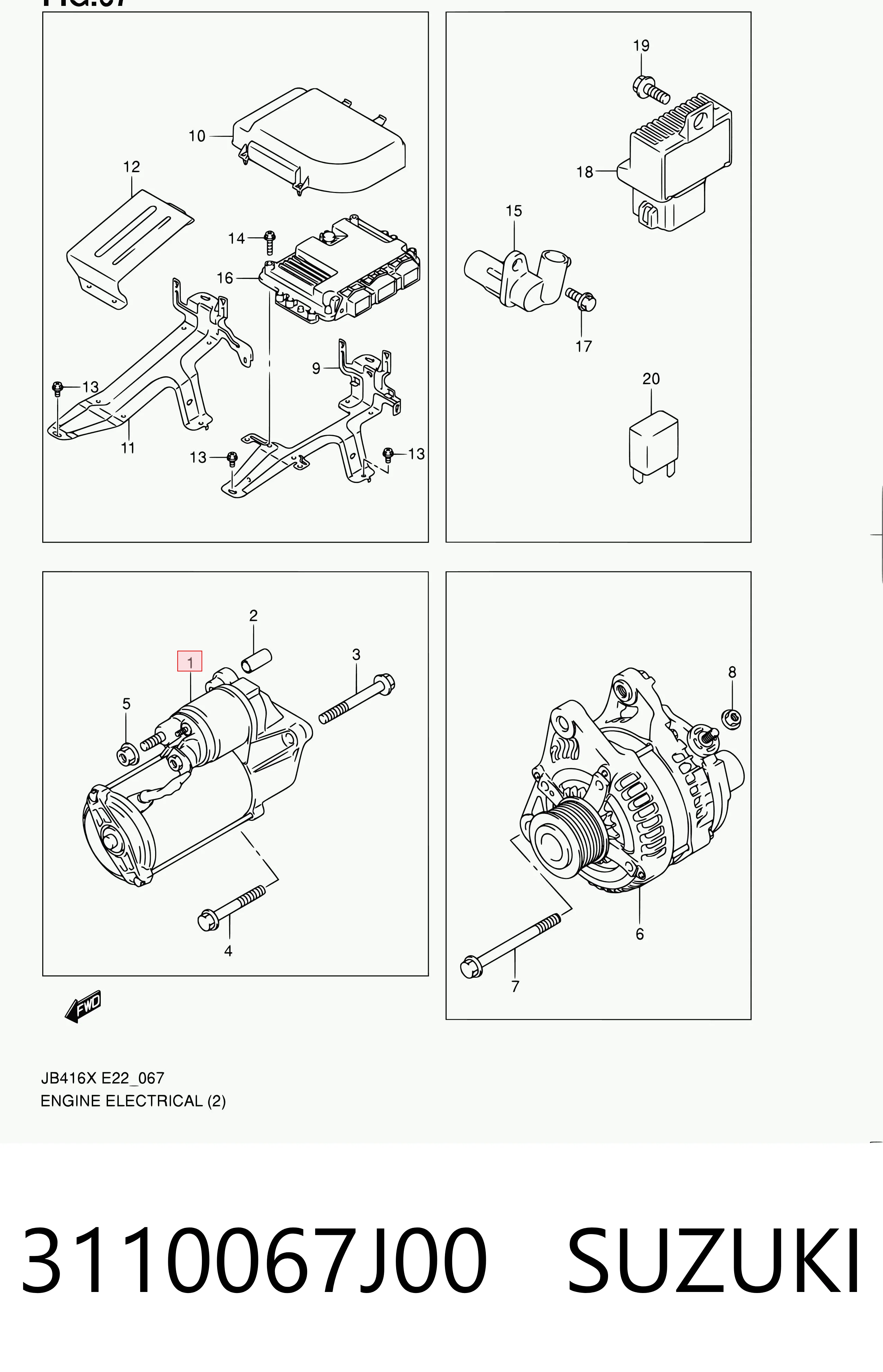 3110067J00 Suzuki Rozrusznik