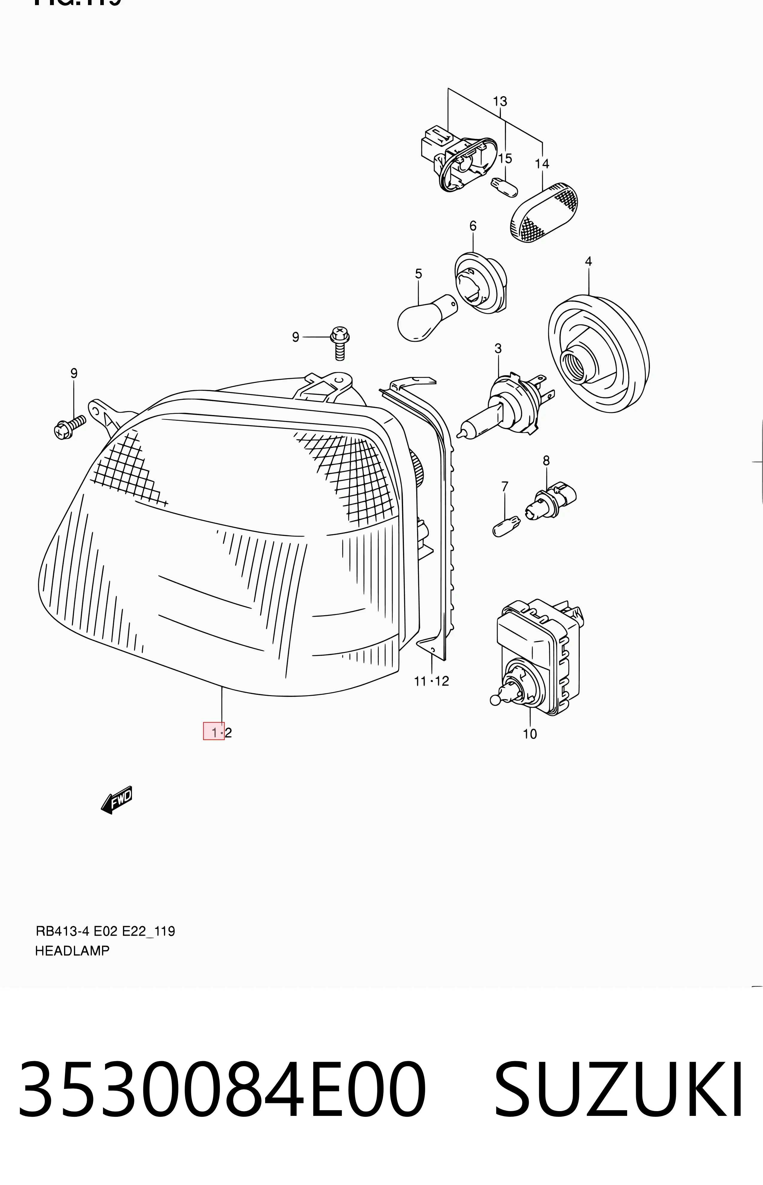 Reflektor prawy do Opel Agila A H00