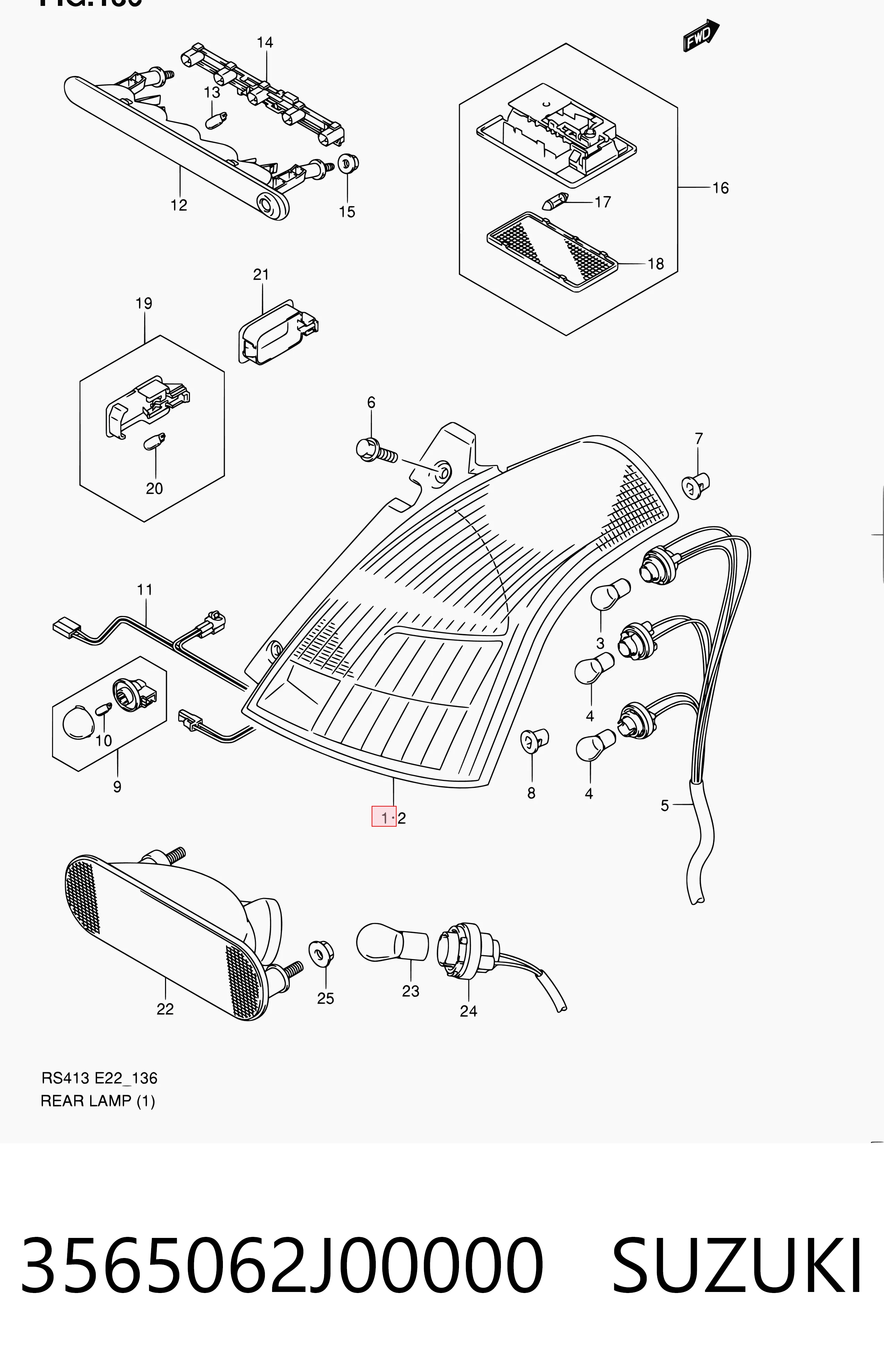 Lampa zespolona tylna prawa do Suzuki Swift III RS