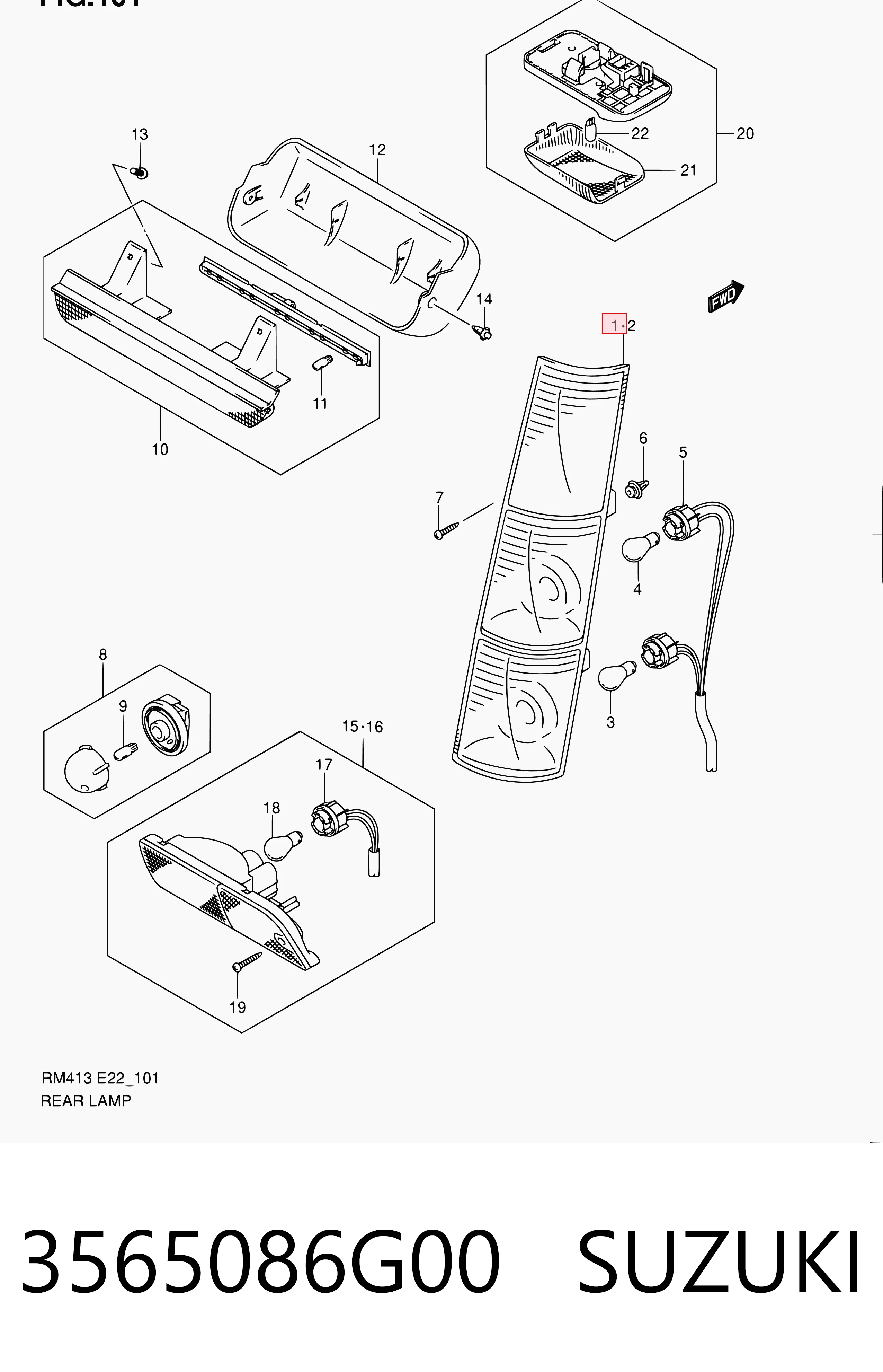 Lampa zespolona tylna prawa do Suzuki Ignis II FH