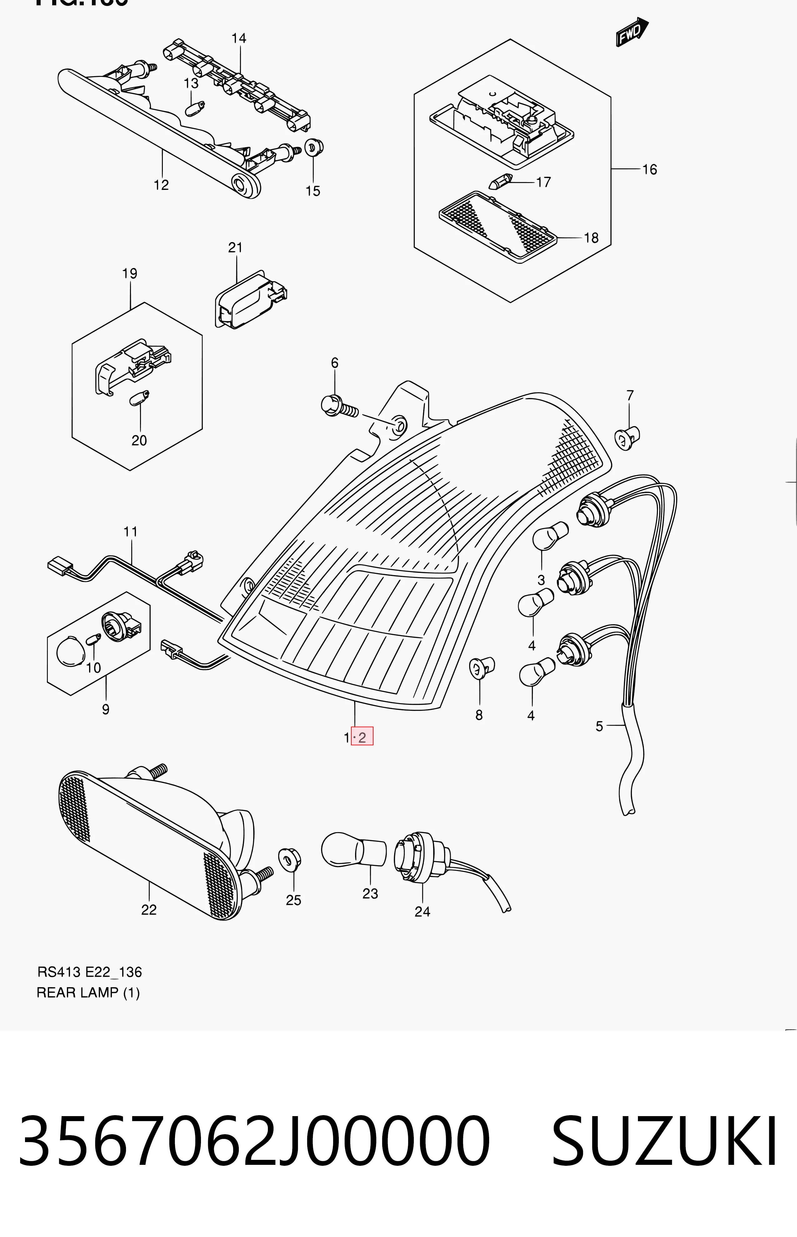 Lampa zespolona tylna lewa do Suzuki Swift III RS