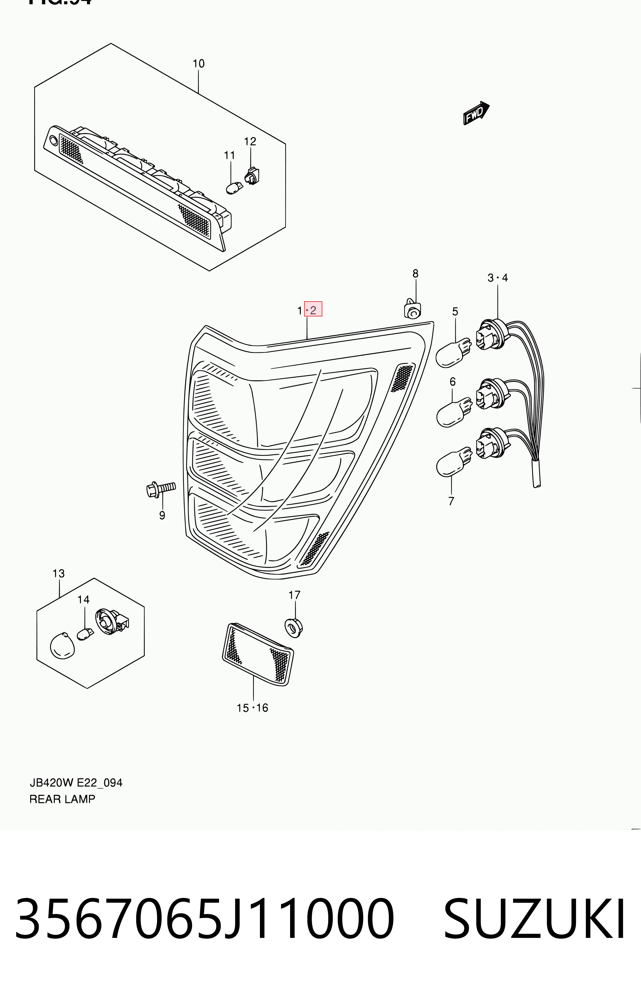 Do koszyka Lampa zespolona tylna lewa Suzuki Grand Vitara  JB