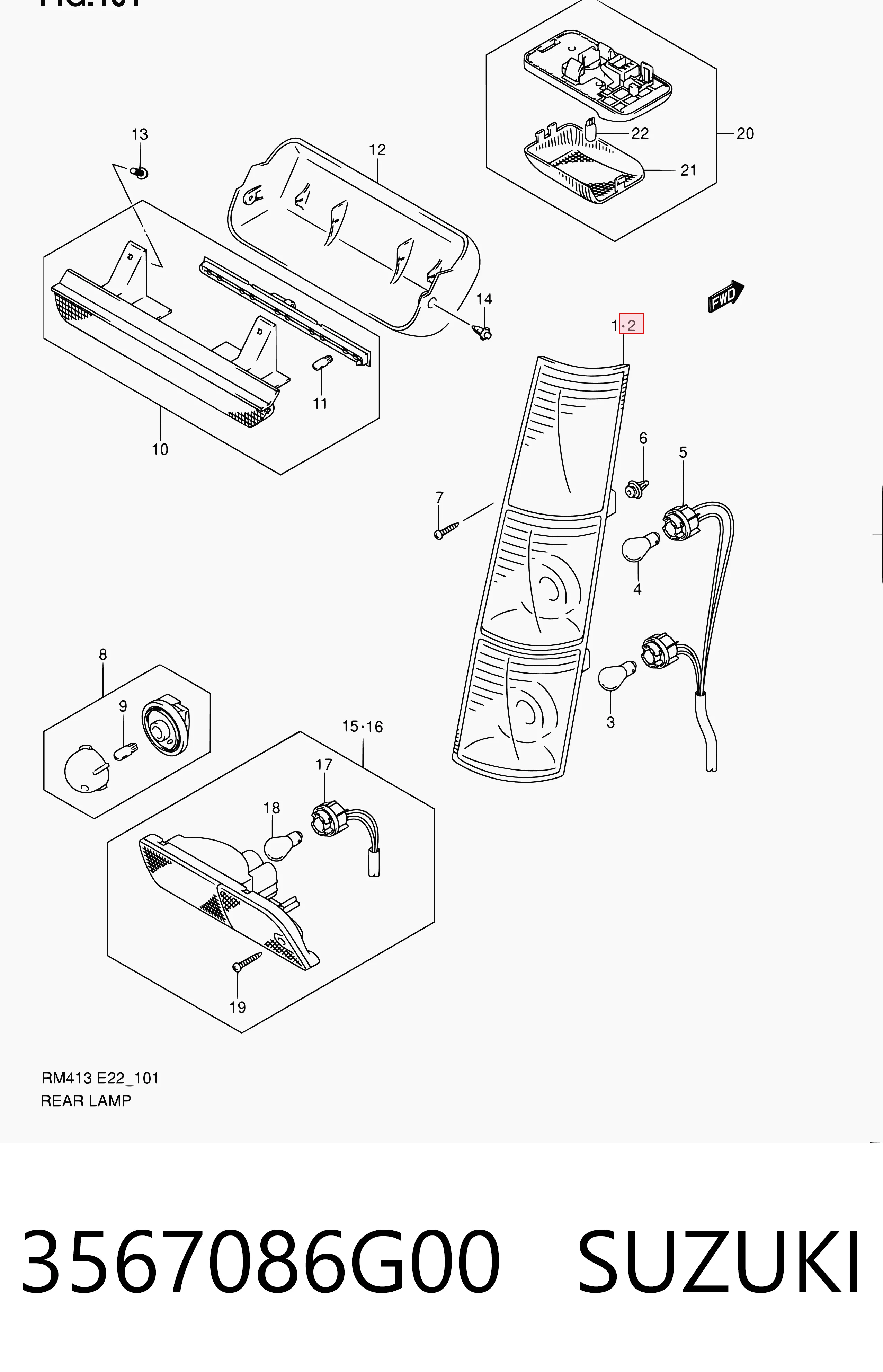 Lampa zespolona tylna lewa do Suzuki Ignis II FH