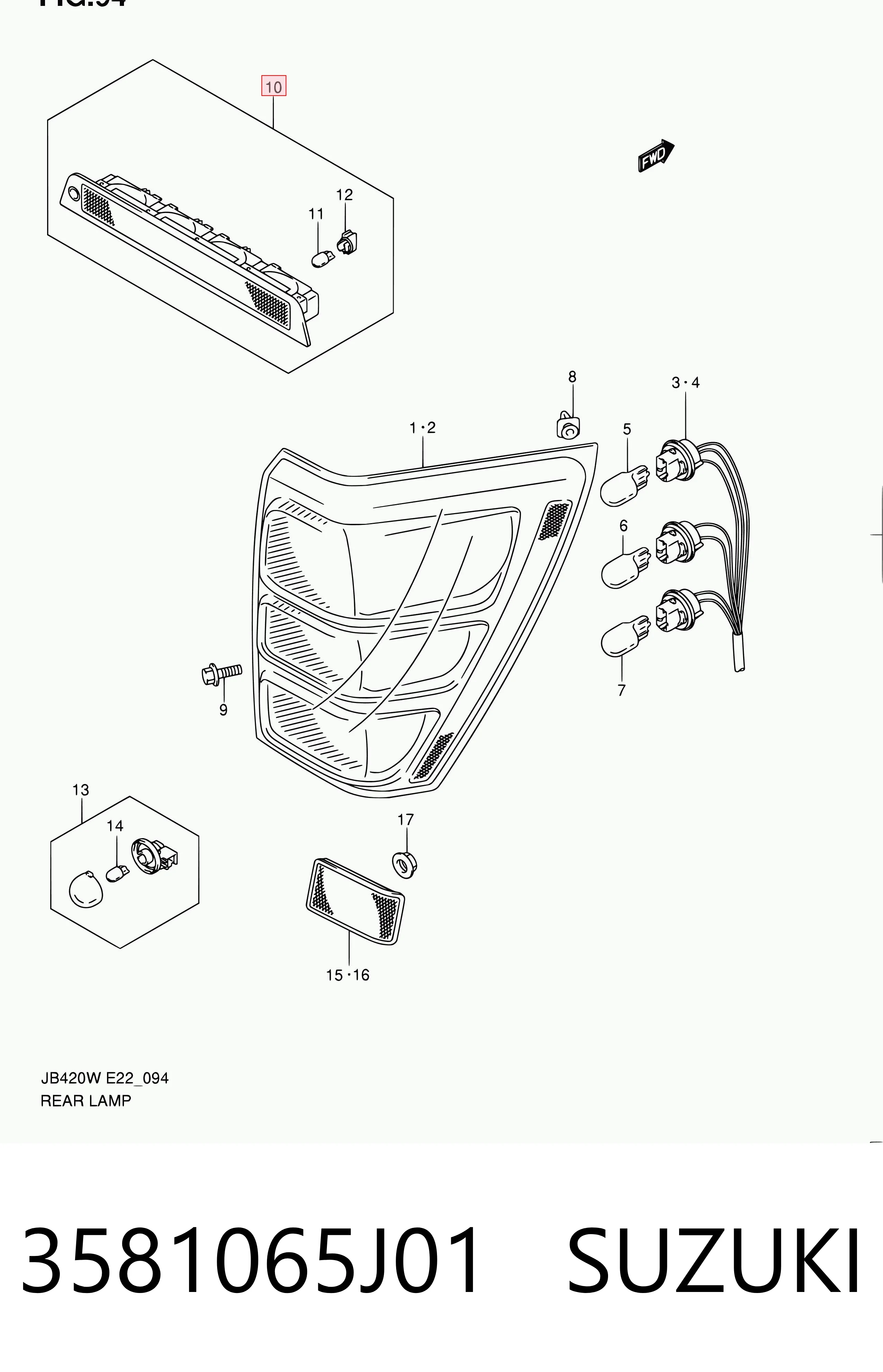 Lampa stop tylna dodatkowa do Suzuki Grand Vitara  JB