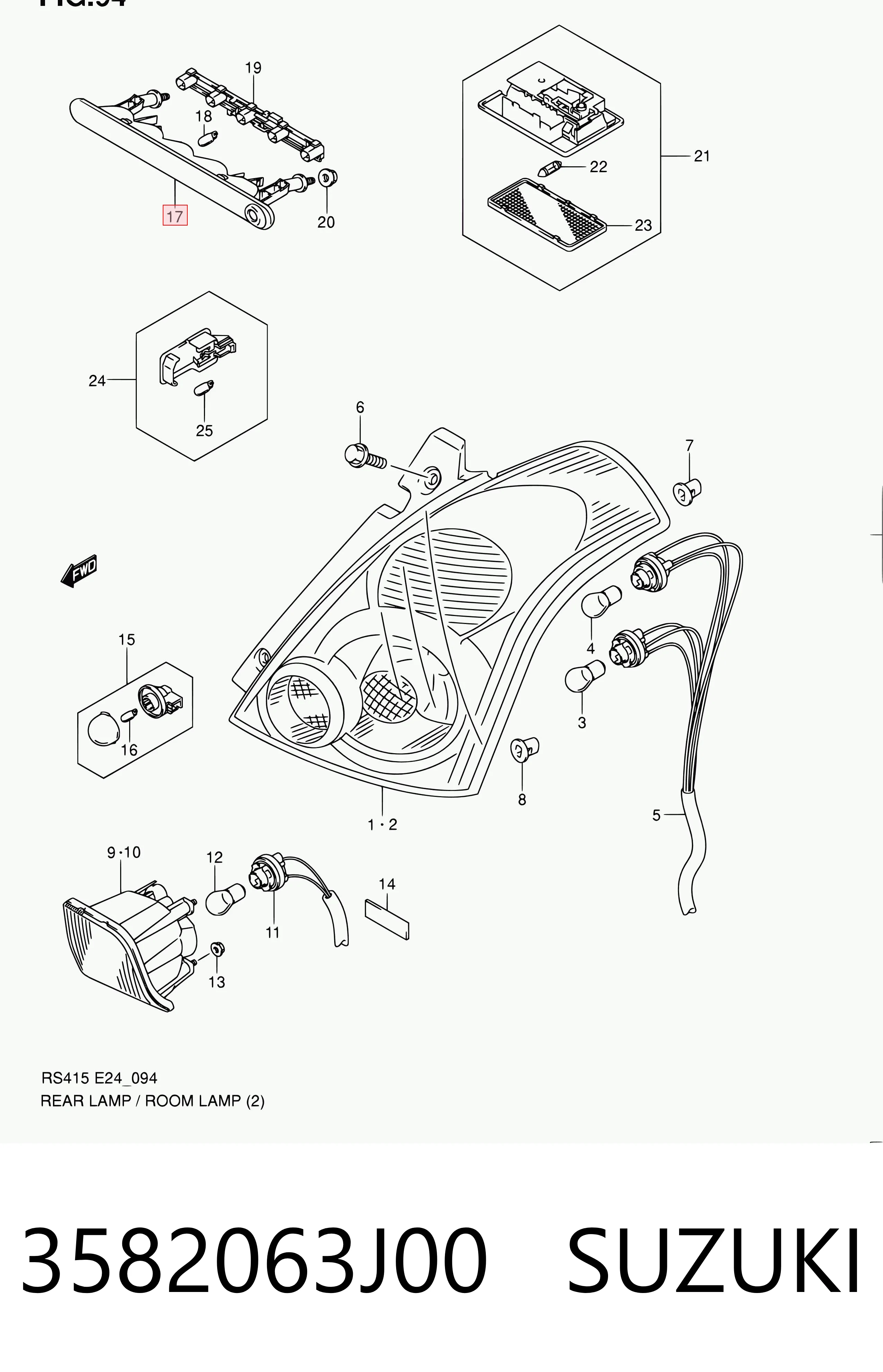 Lampa stop tylna dodatkowa do Suzuki Swift III RS