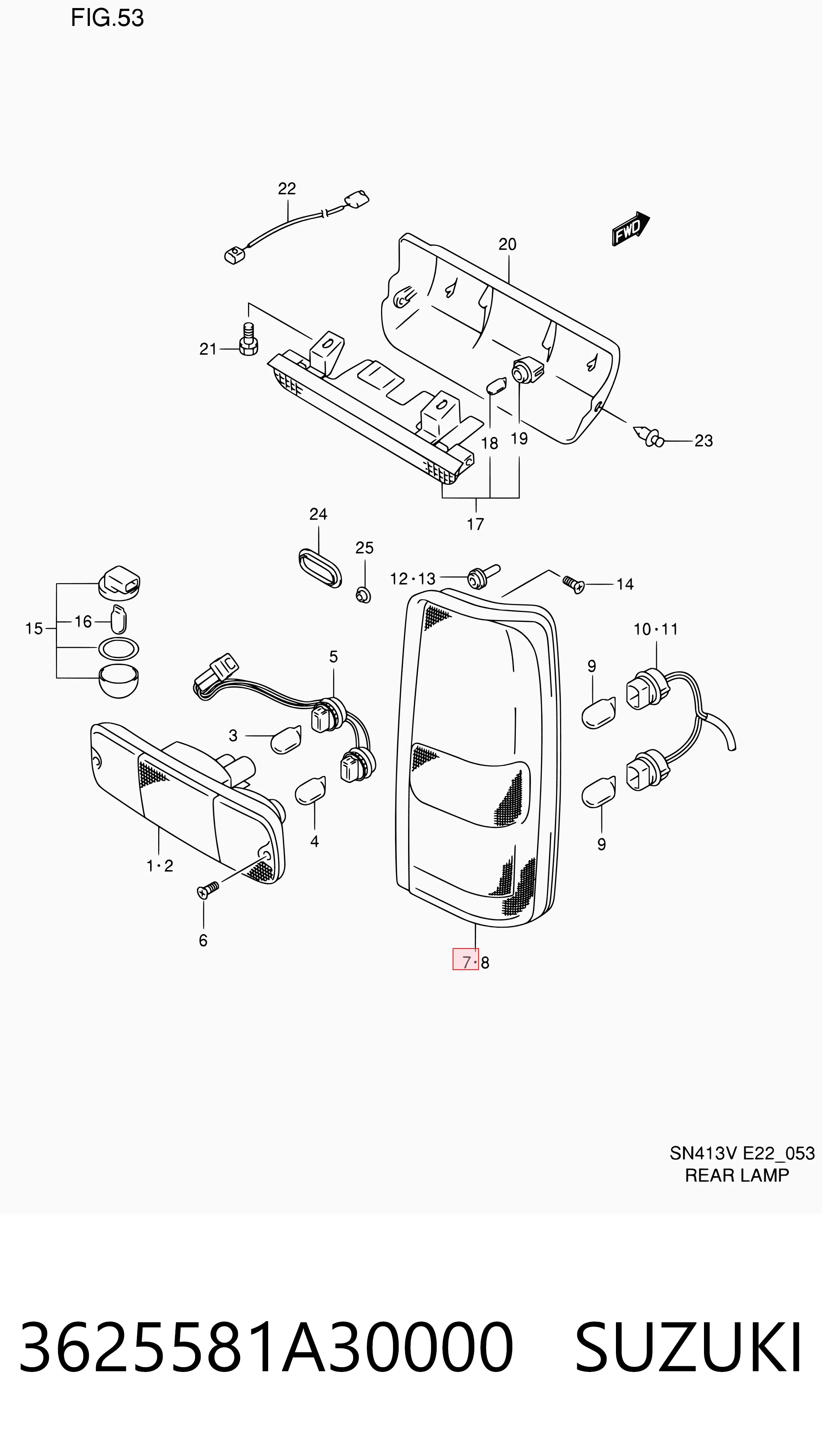 Lampa zespolona tylna prawa do Suzuki Jimny  SN, JB