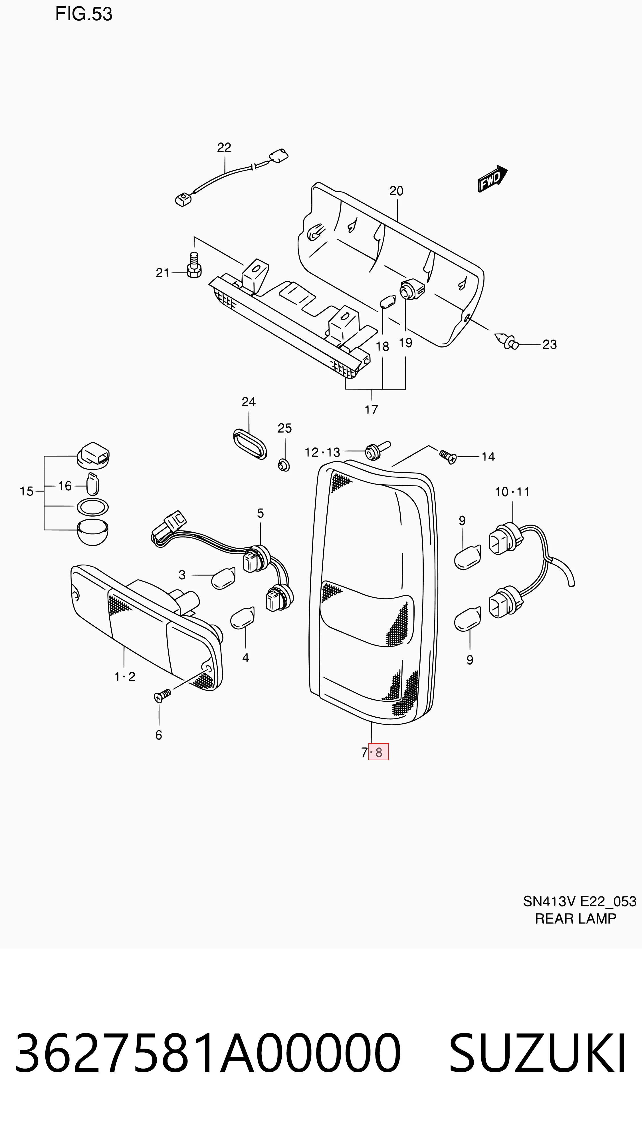 Lampa zespolona tylna lewa do Suzuki Jimny  FJ