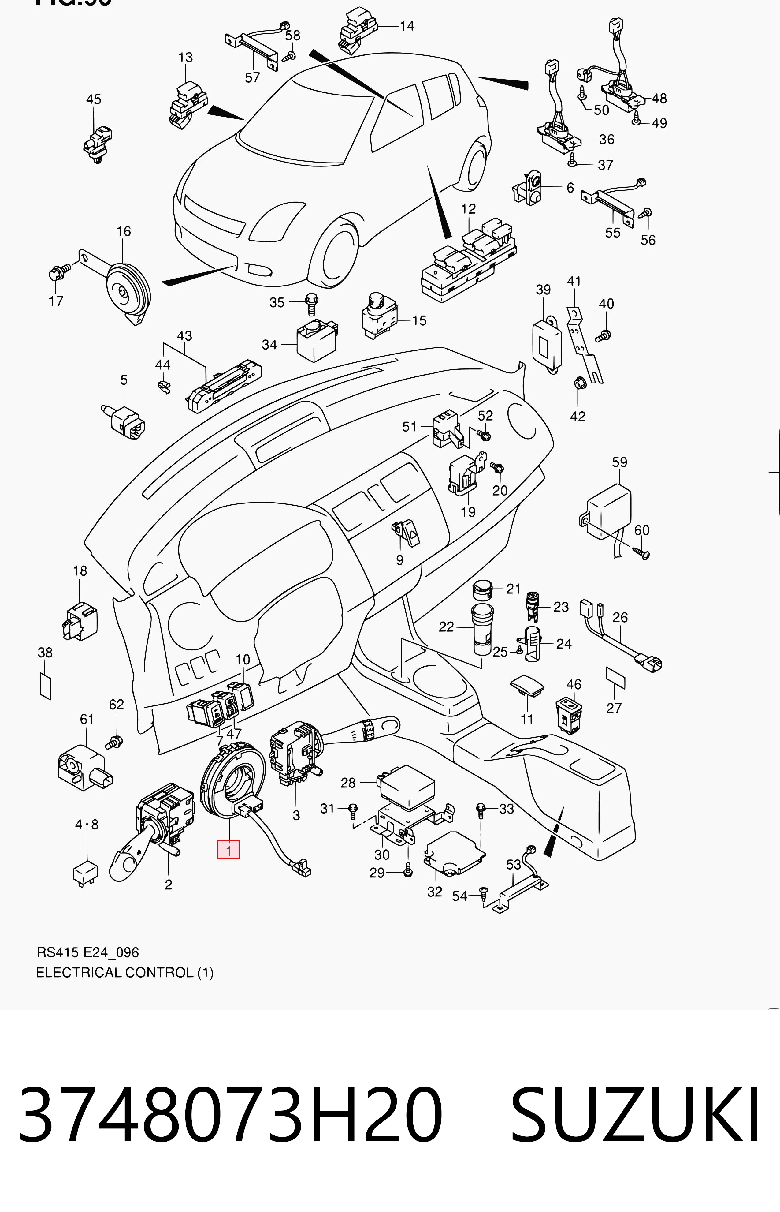 Pierścień kontaktowy AIRBAG, taśma kierownicy  do Suzuki Swift III RS