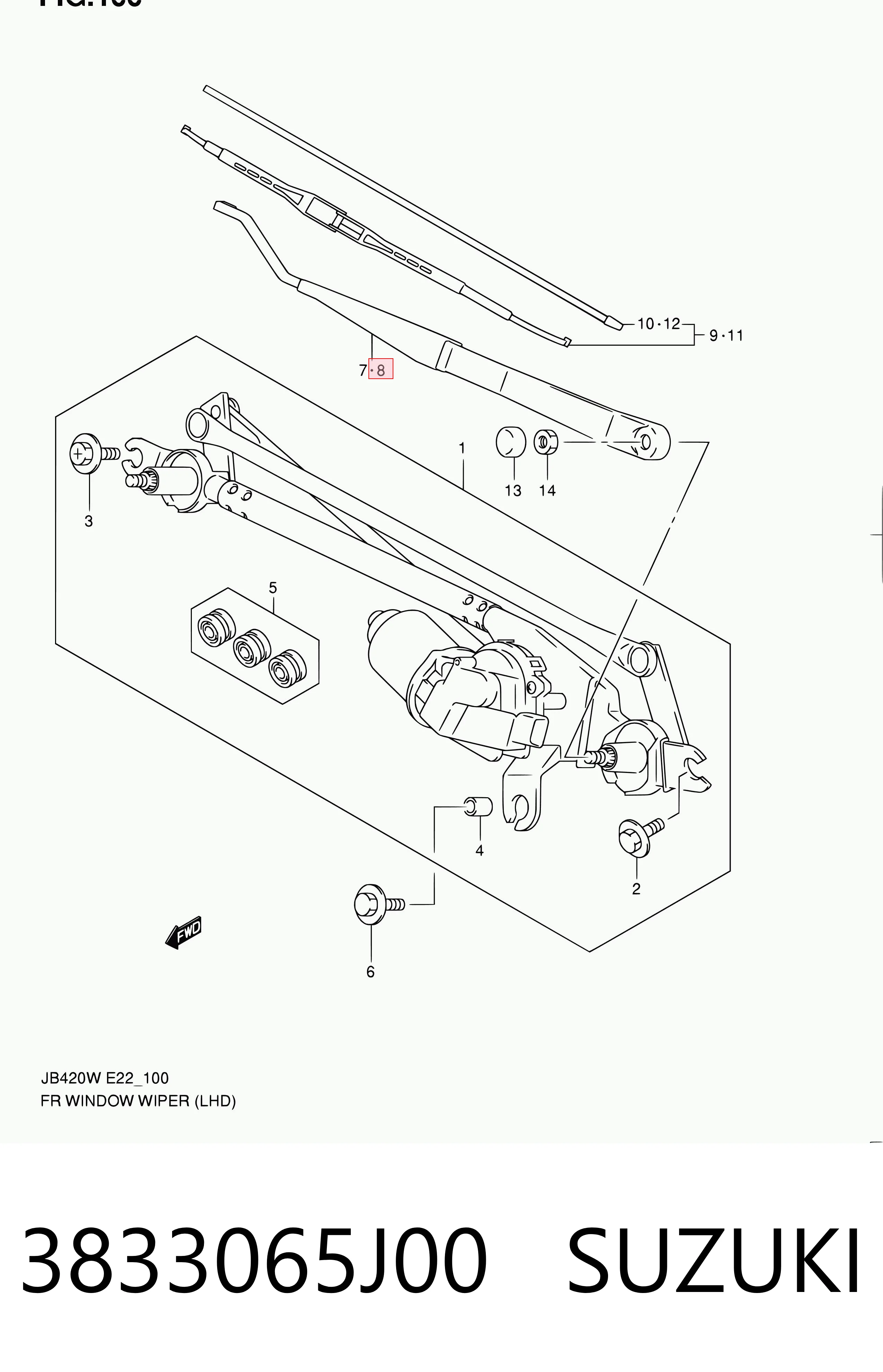 Ramię wycieraczki szyby przedniej do Suzuki Grand Vitara  JB