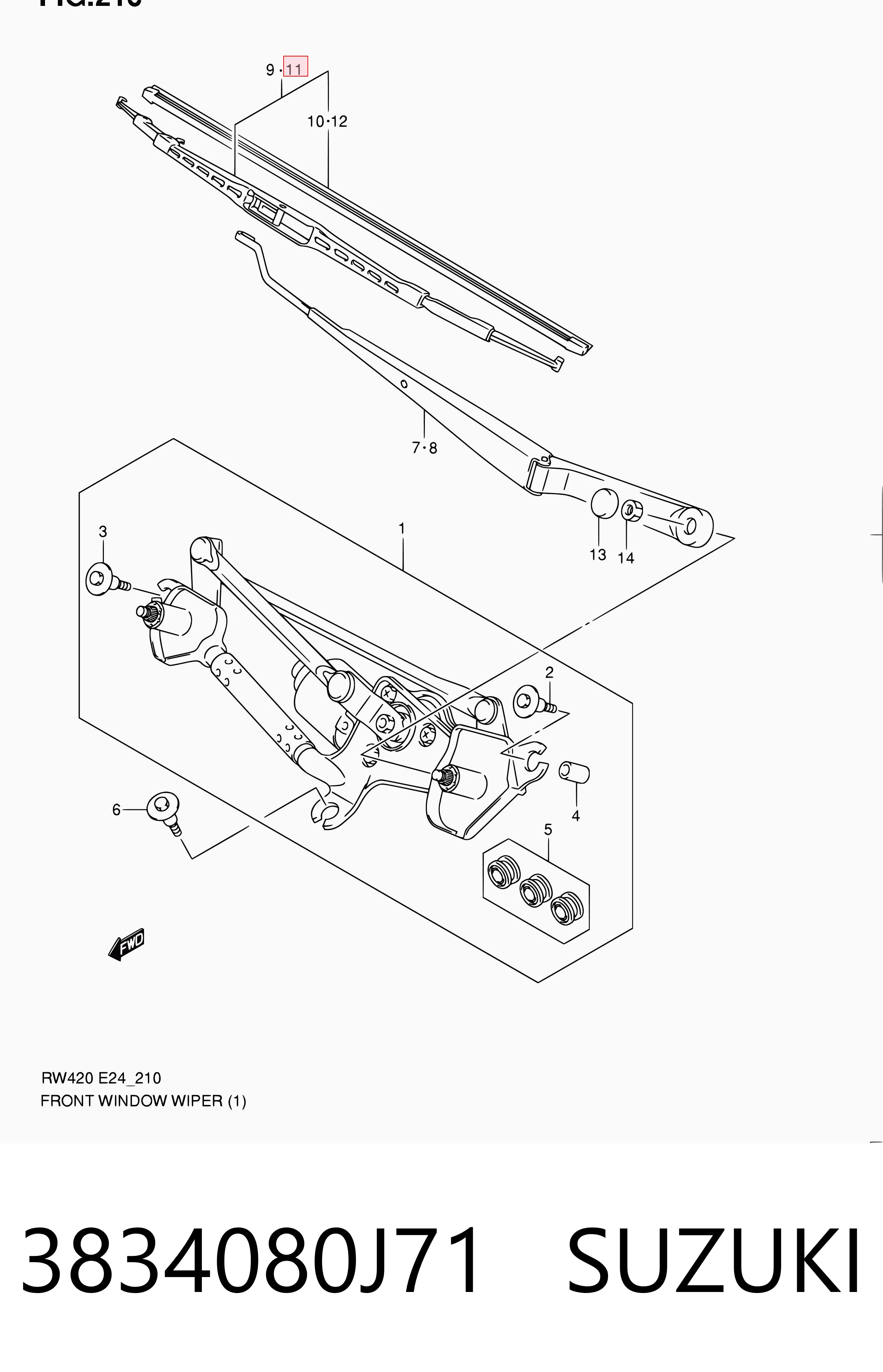 3834080J71 Suzuki Pióro wycieraczki szyby tylnej