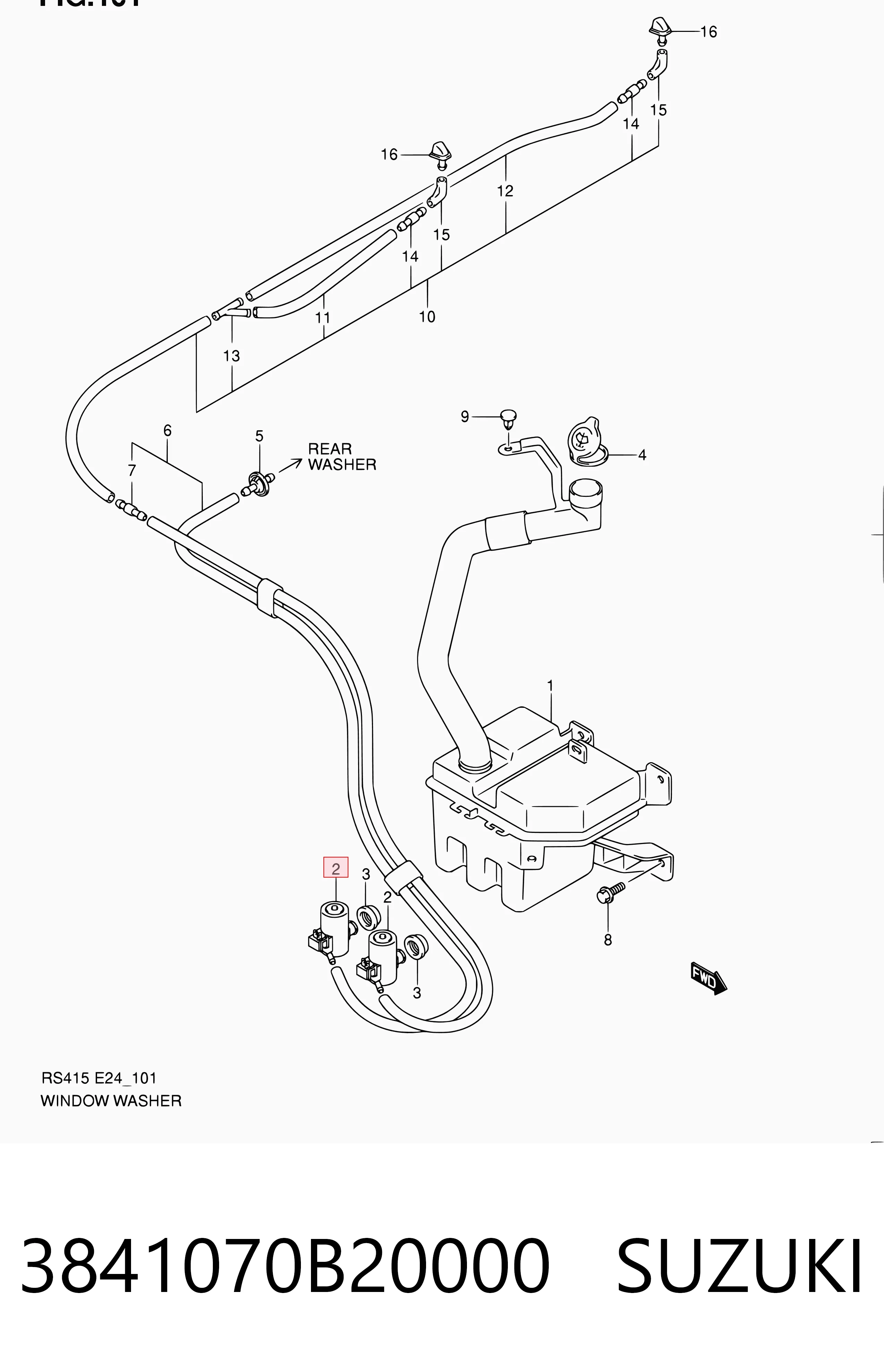 Do koszyka Pompka spryskiwacza szyby przedniej Honda Civic V EG, EH