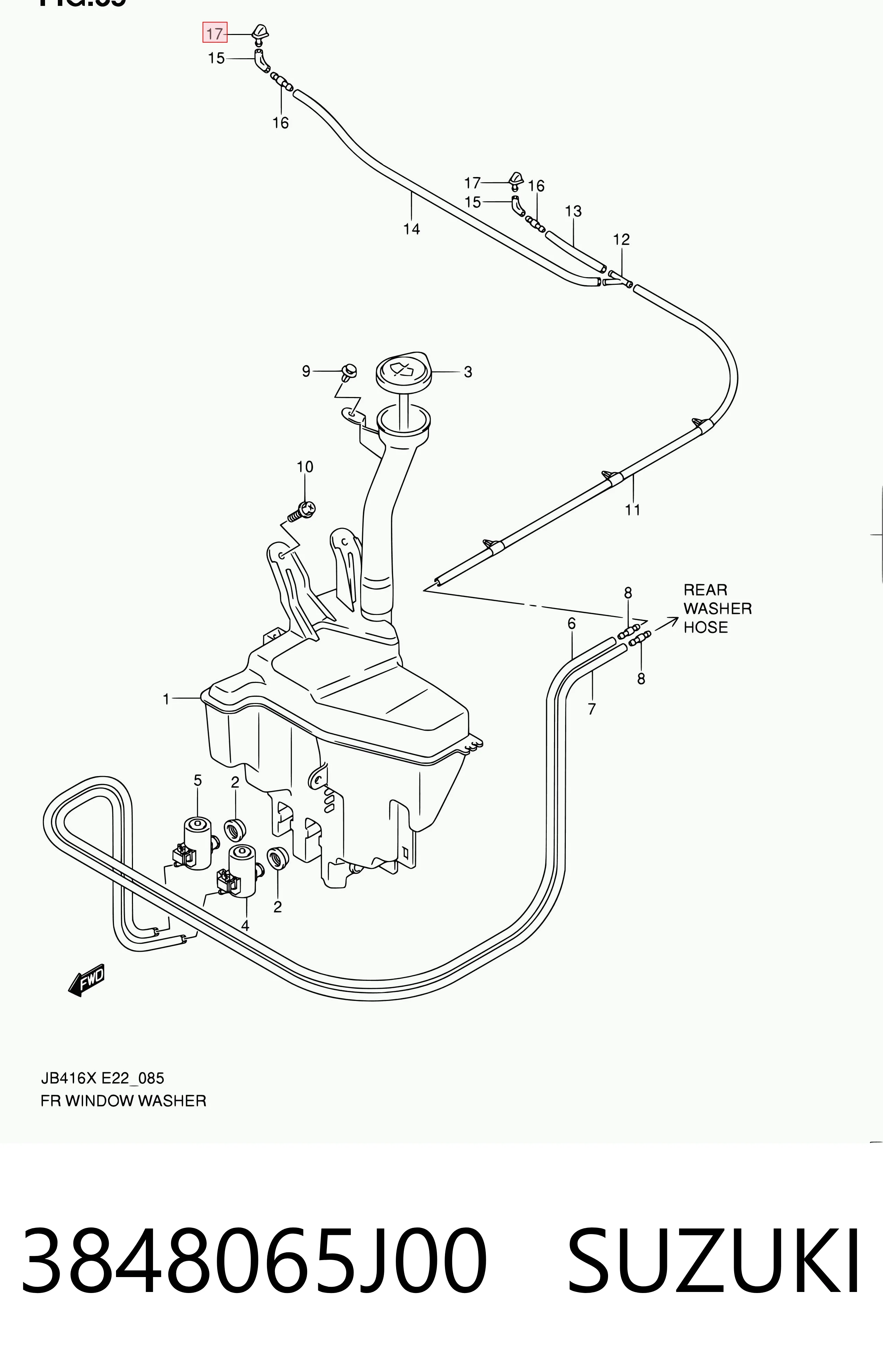 Dysza spryskiwacza szyby przedniej do Suzuki Grand Vitara  JB