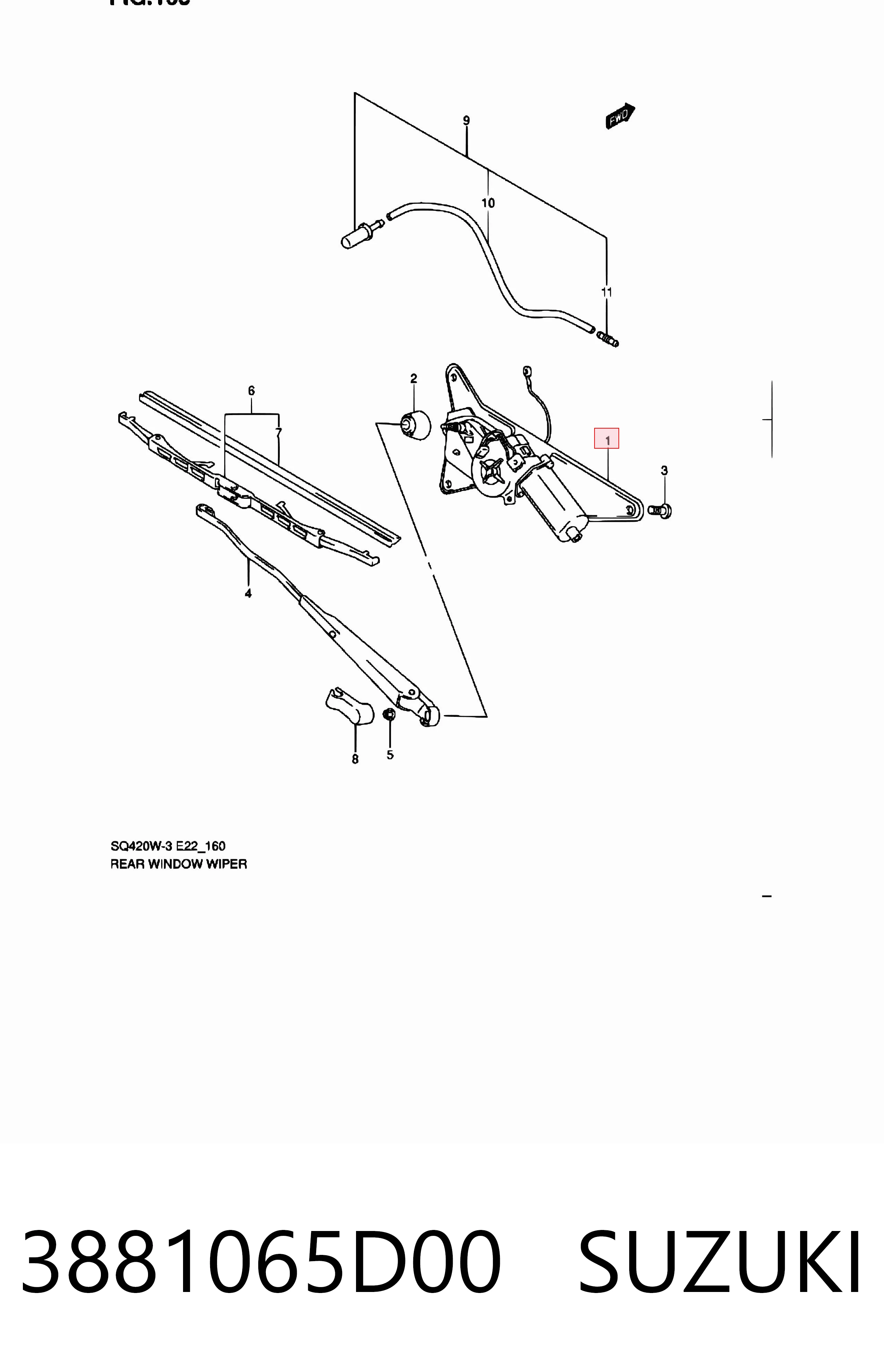 Silniczek wycieraczki tylnej szyby do Suzuki Grand Vitara  FT, HT