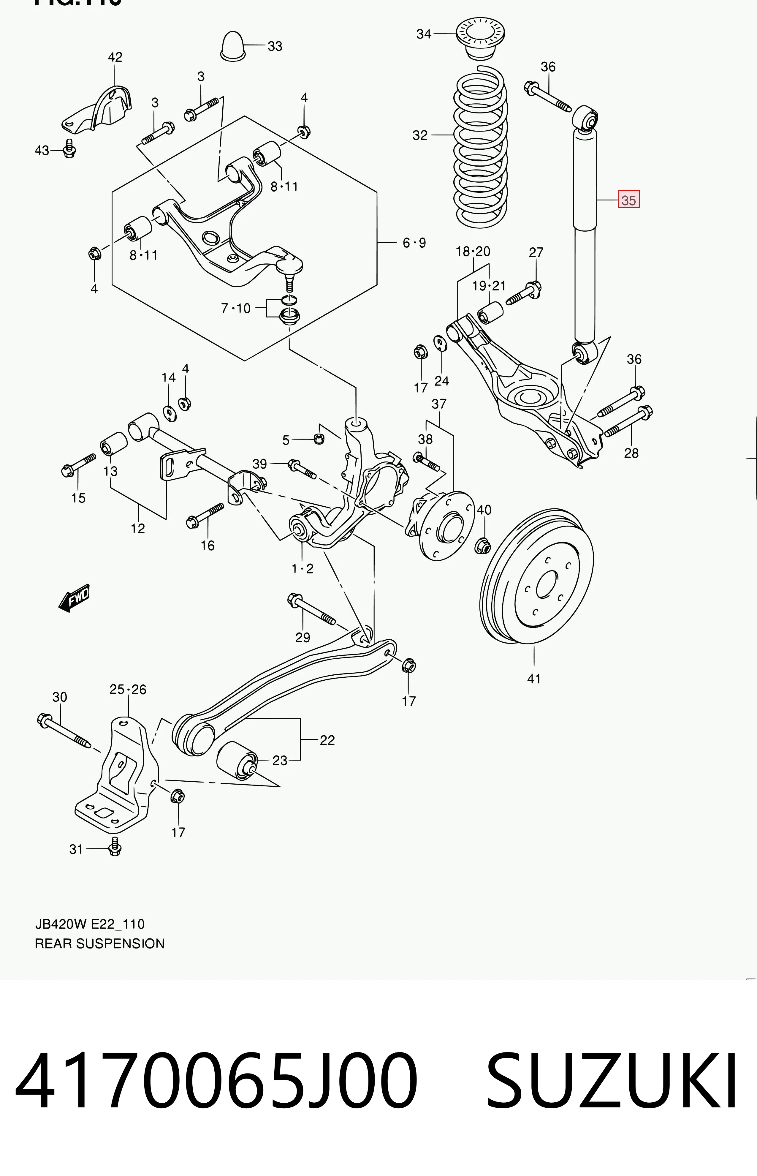 4170065J00 Suzuki Amortyzator tylny