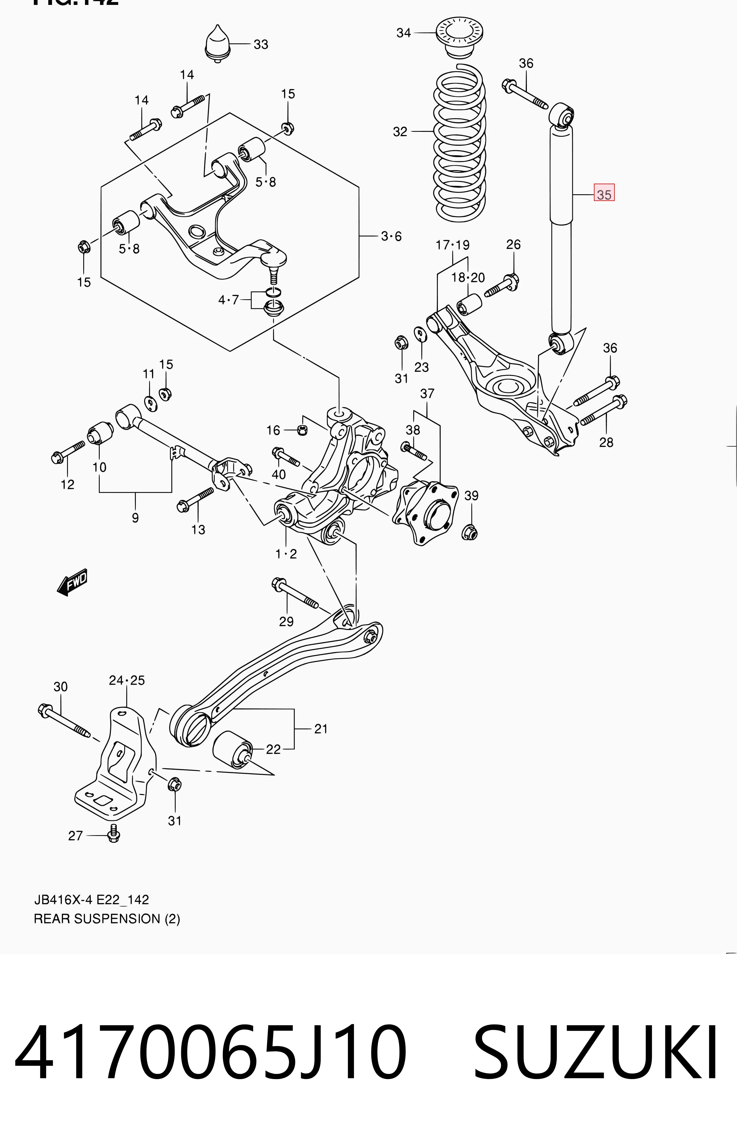 4170065J10 Suzuki Amortyzator tylny