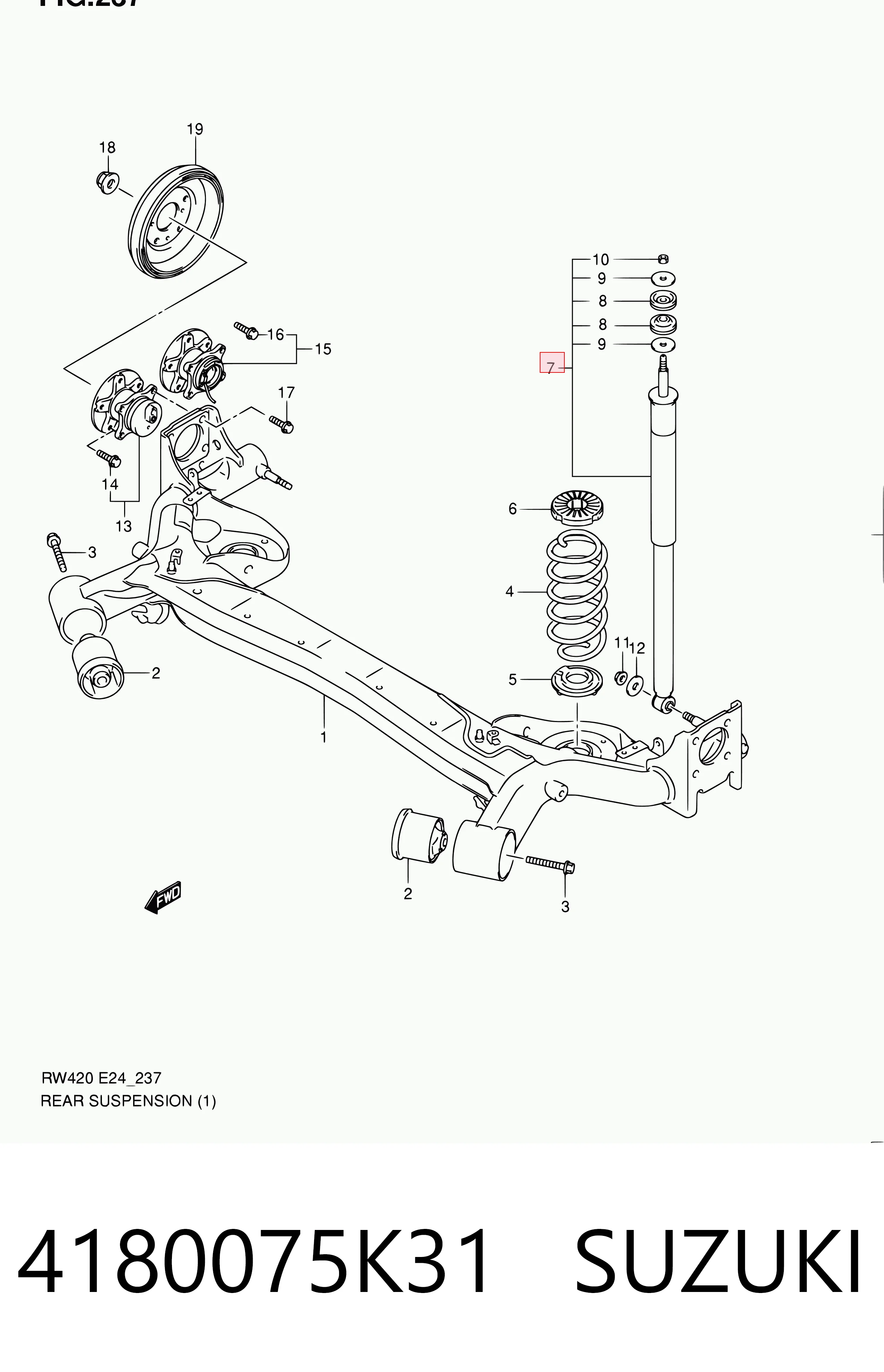 4180075K31 Suzuki Amortyzator tylny