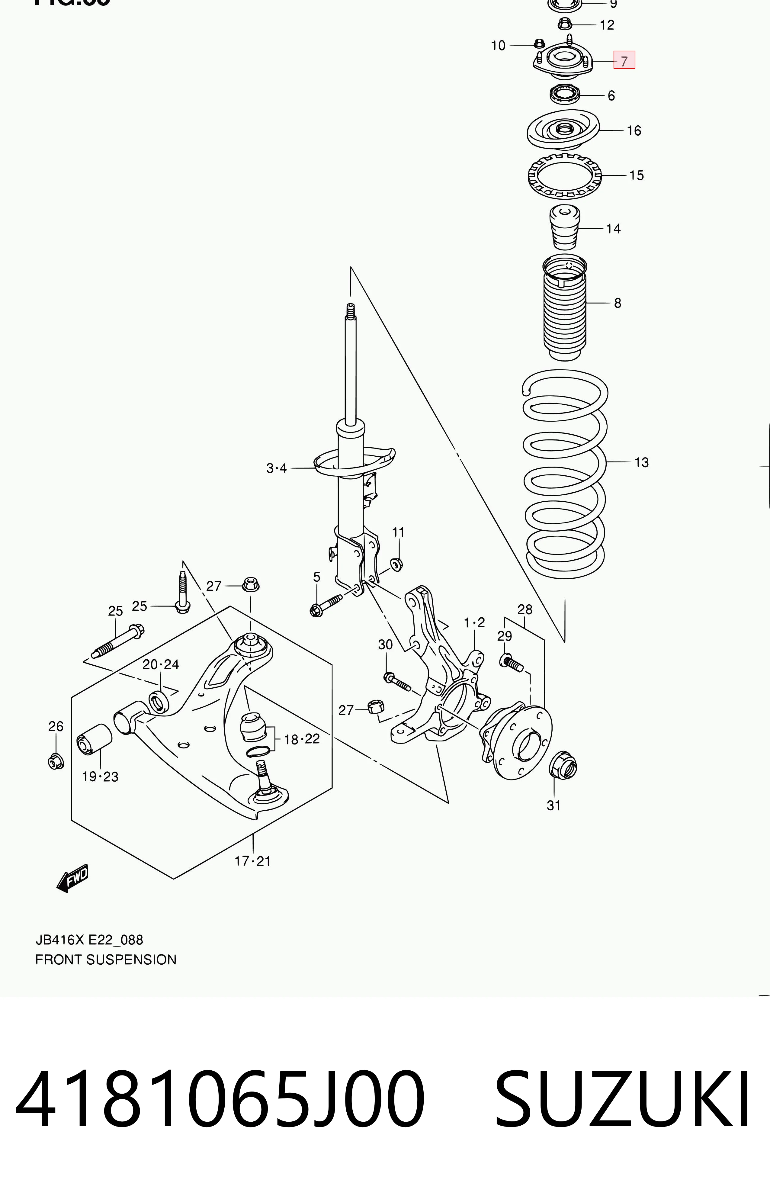 4181065J00 Suzuki Poduszka amortyzatora przedniego