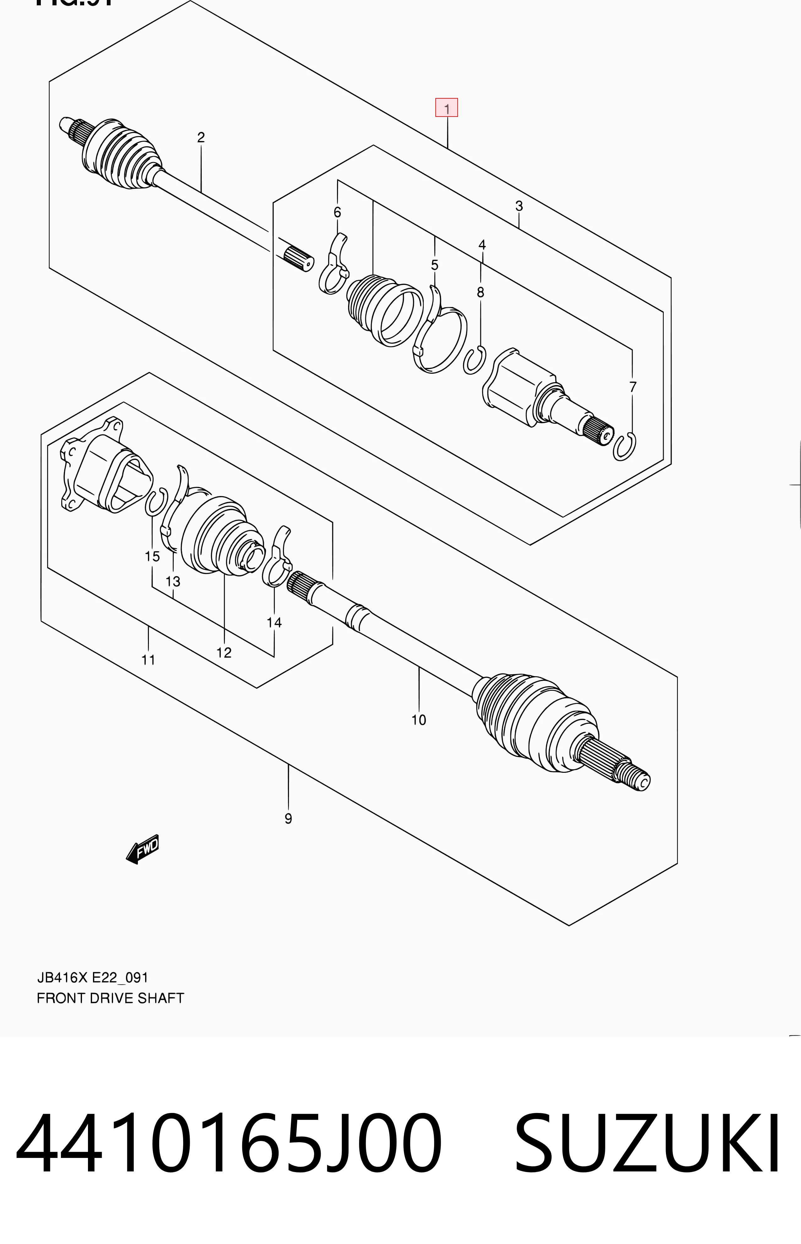 4410165J00 Suzuki Półoś napędowa przednia prawa