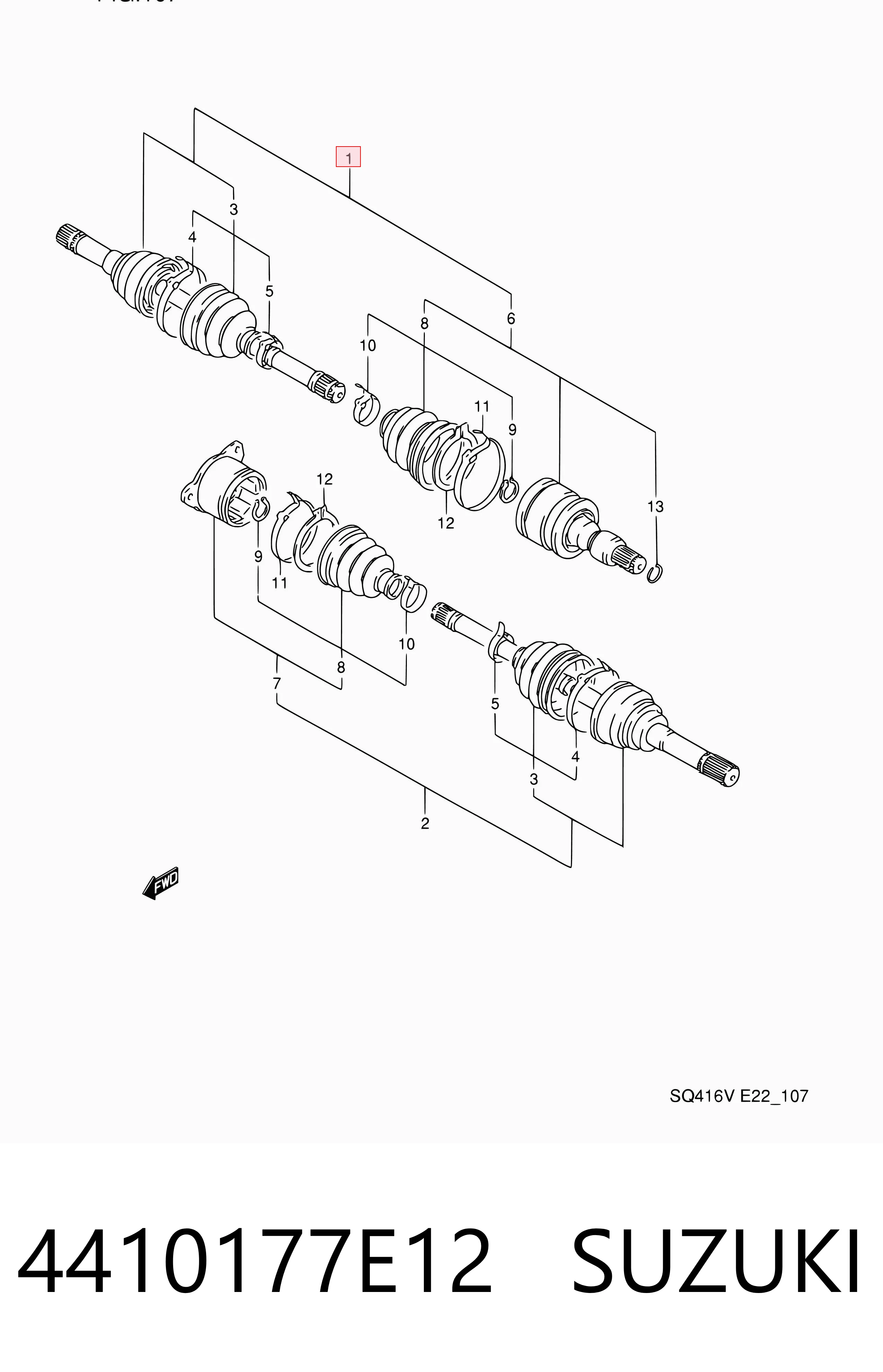 Półoś napędowa przednia prawa do Suzuki Grand Vitara  FT, HT
