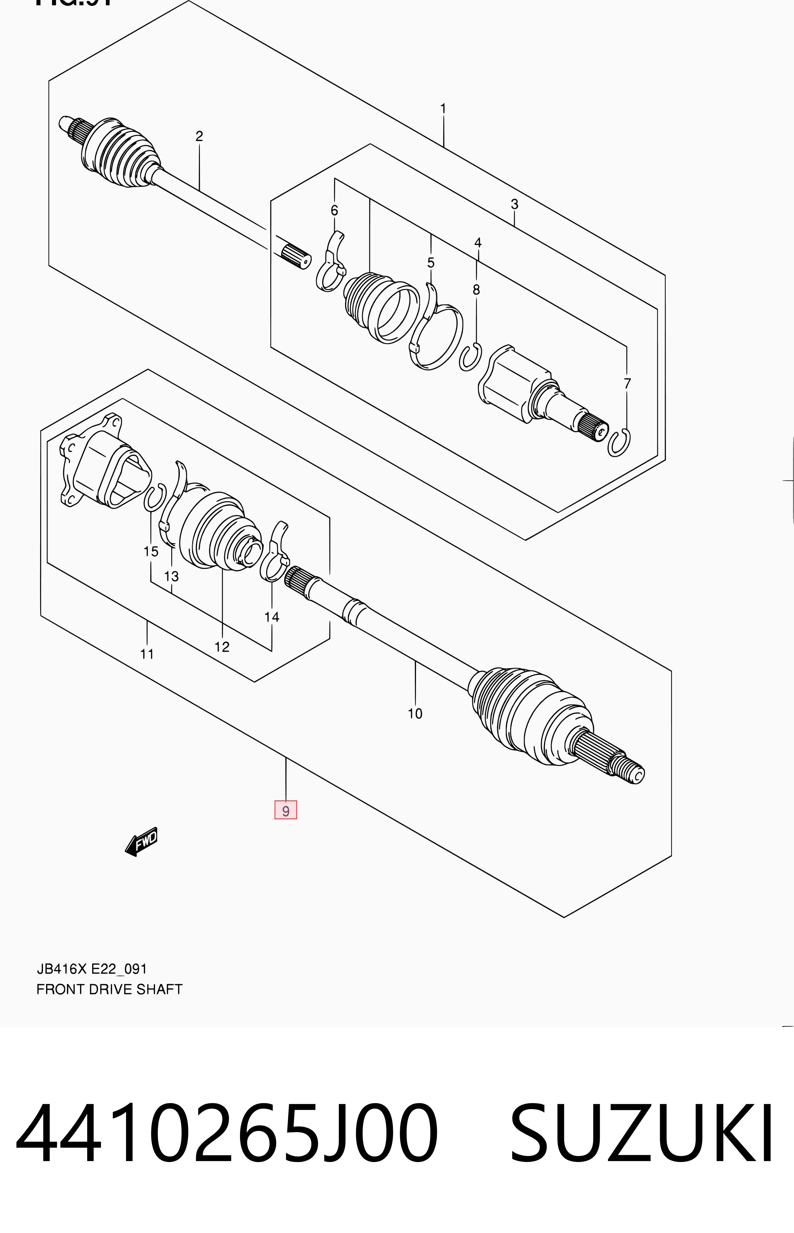 4410265J00 Suzuki Półoś napędowa przednia lewa