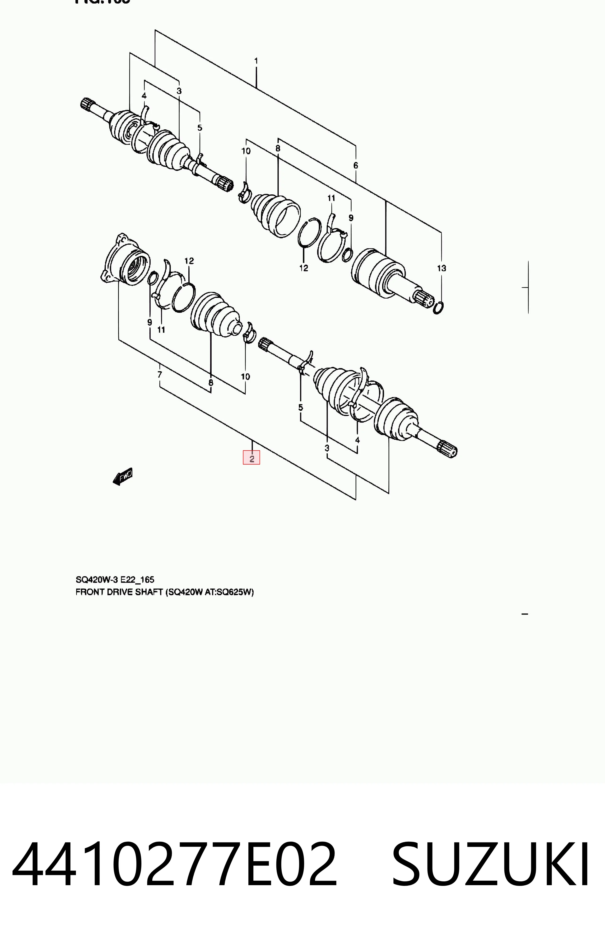 4410277E02 Suzuki Półoś napędowa przednia lewa