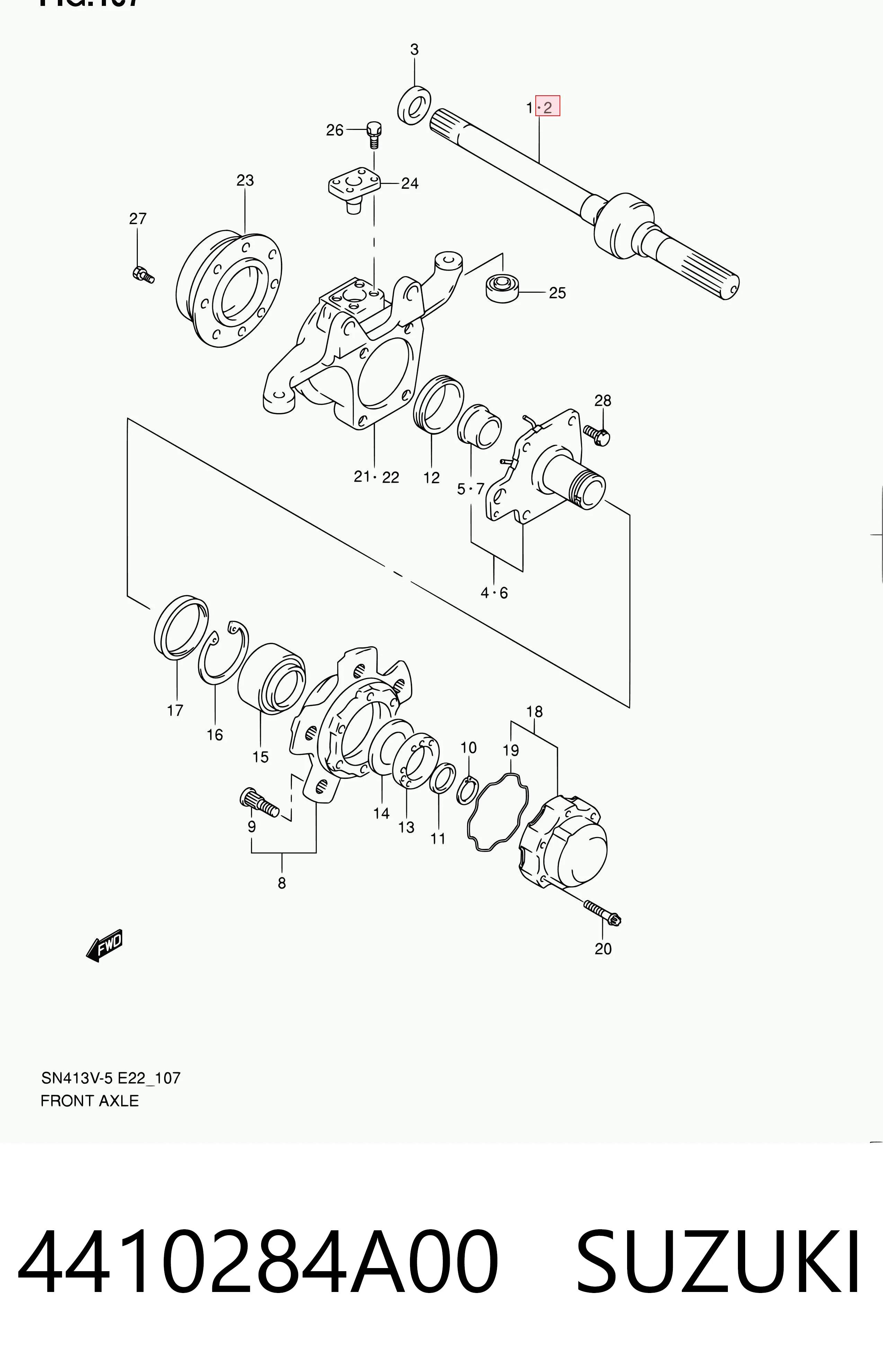 Półoś napędowa przednia lewa do Suzuki Jimny  SN, JB