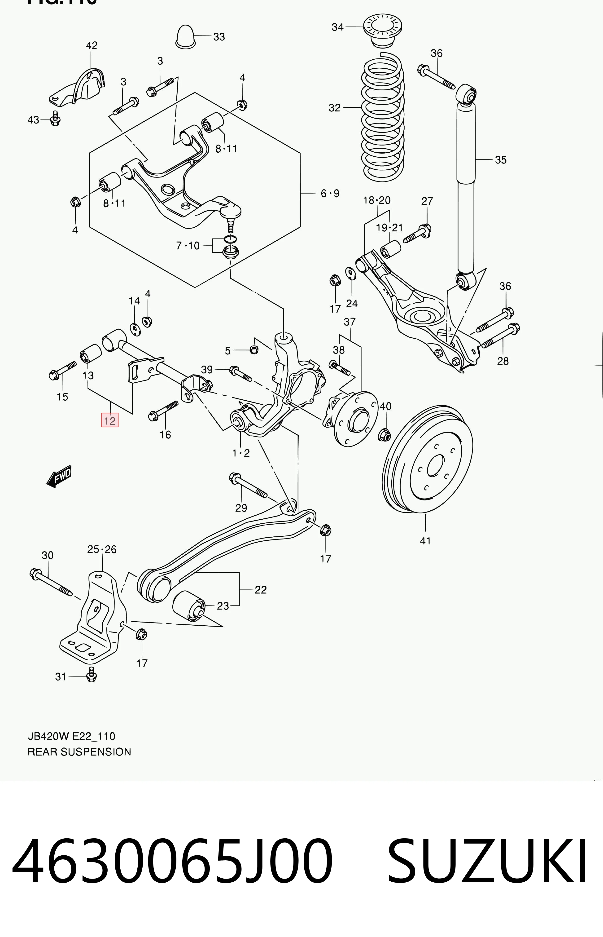 4630065J00 Suzuki Poprzeczny drążek reakcyjny zawieszenia tylnego