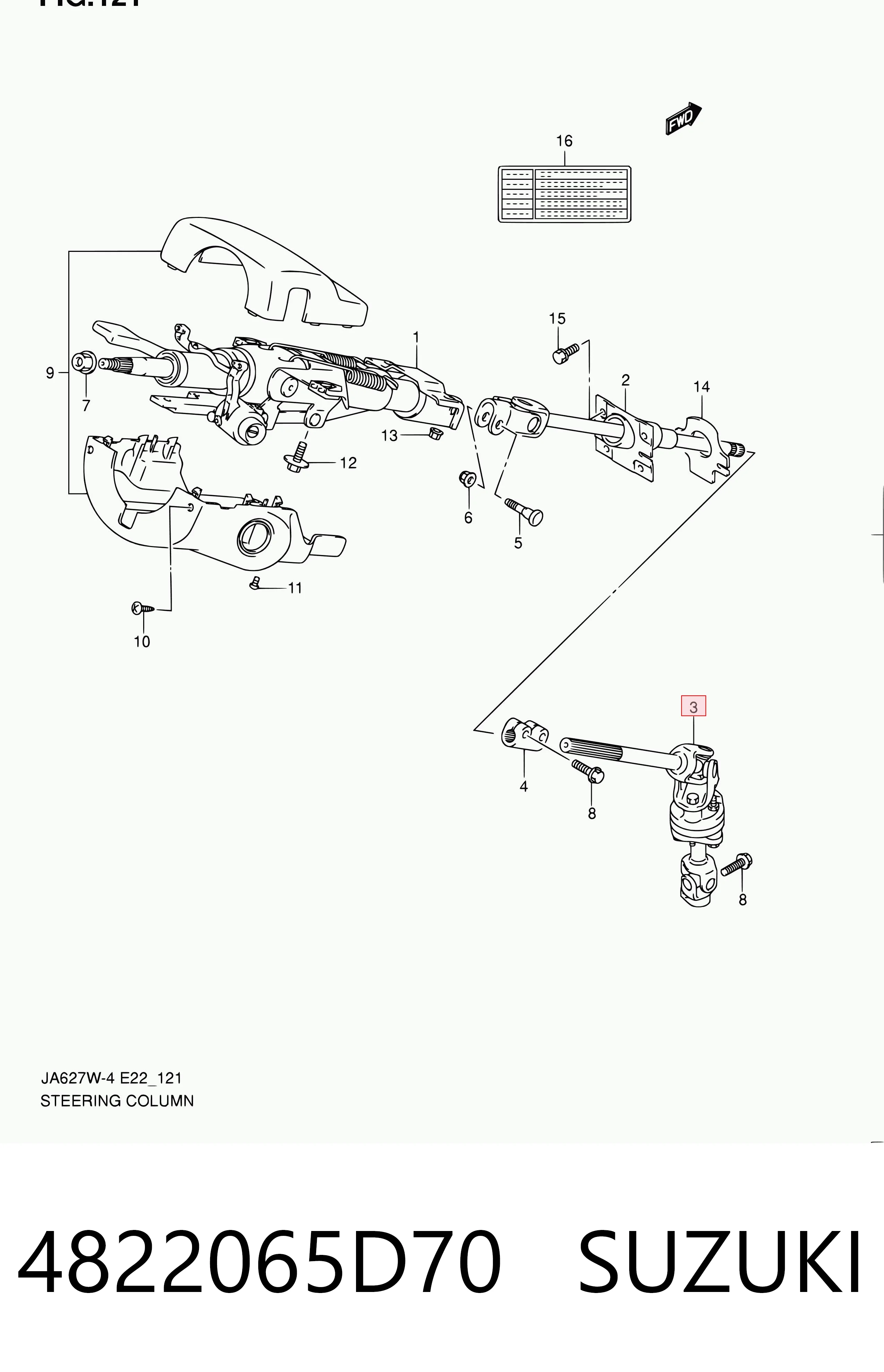 4822065D70 Suzuki Wał kolumny kierowniczej dolny