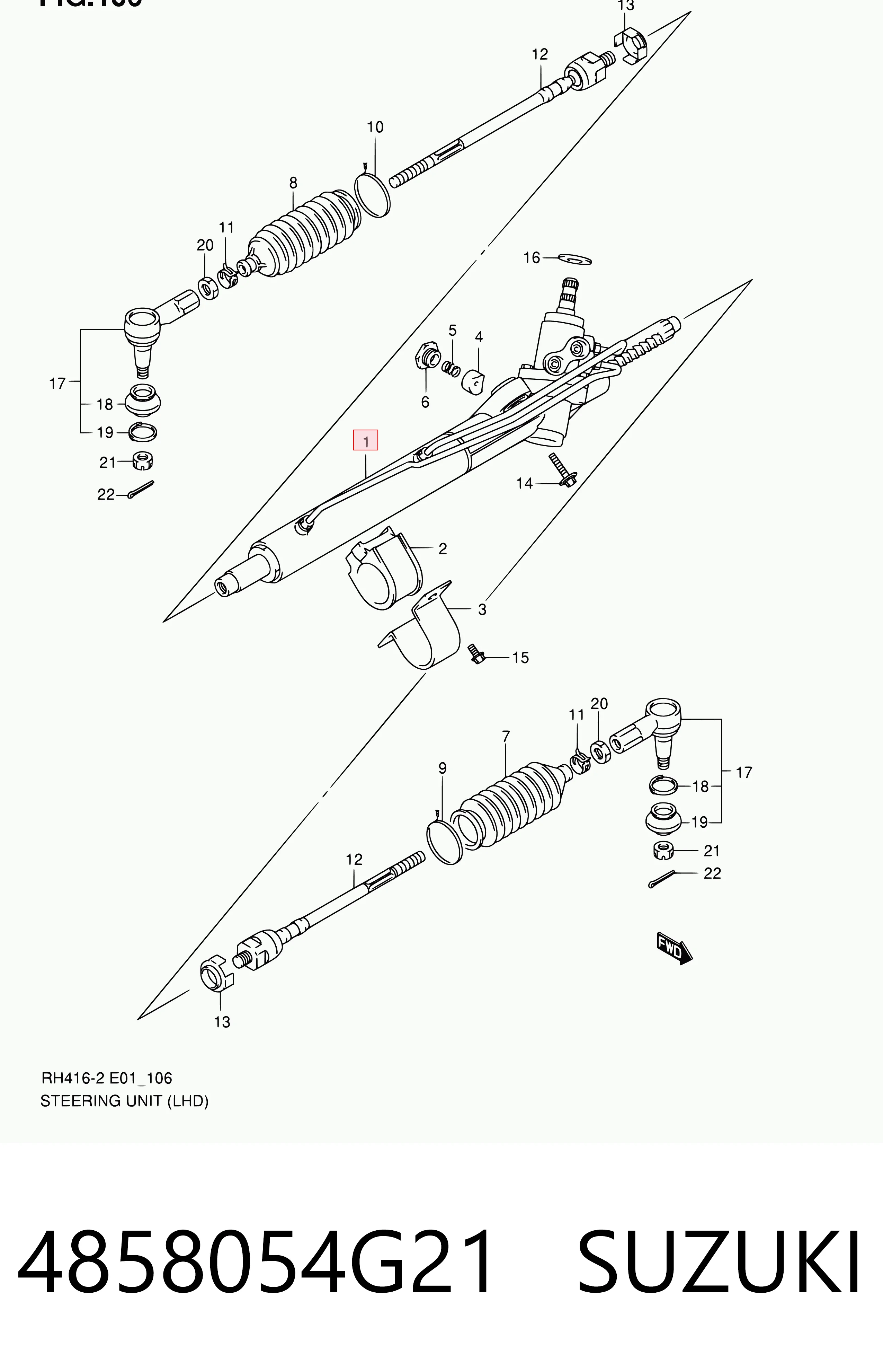 4858054G21 Suzuki Listwa kierownicza (maglownica)