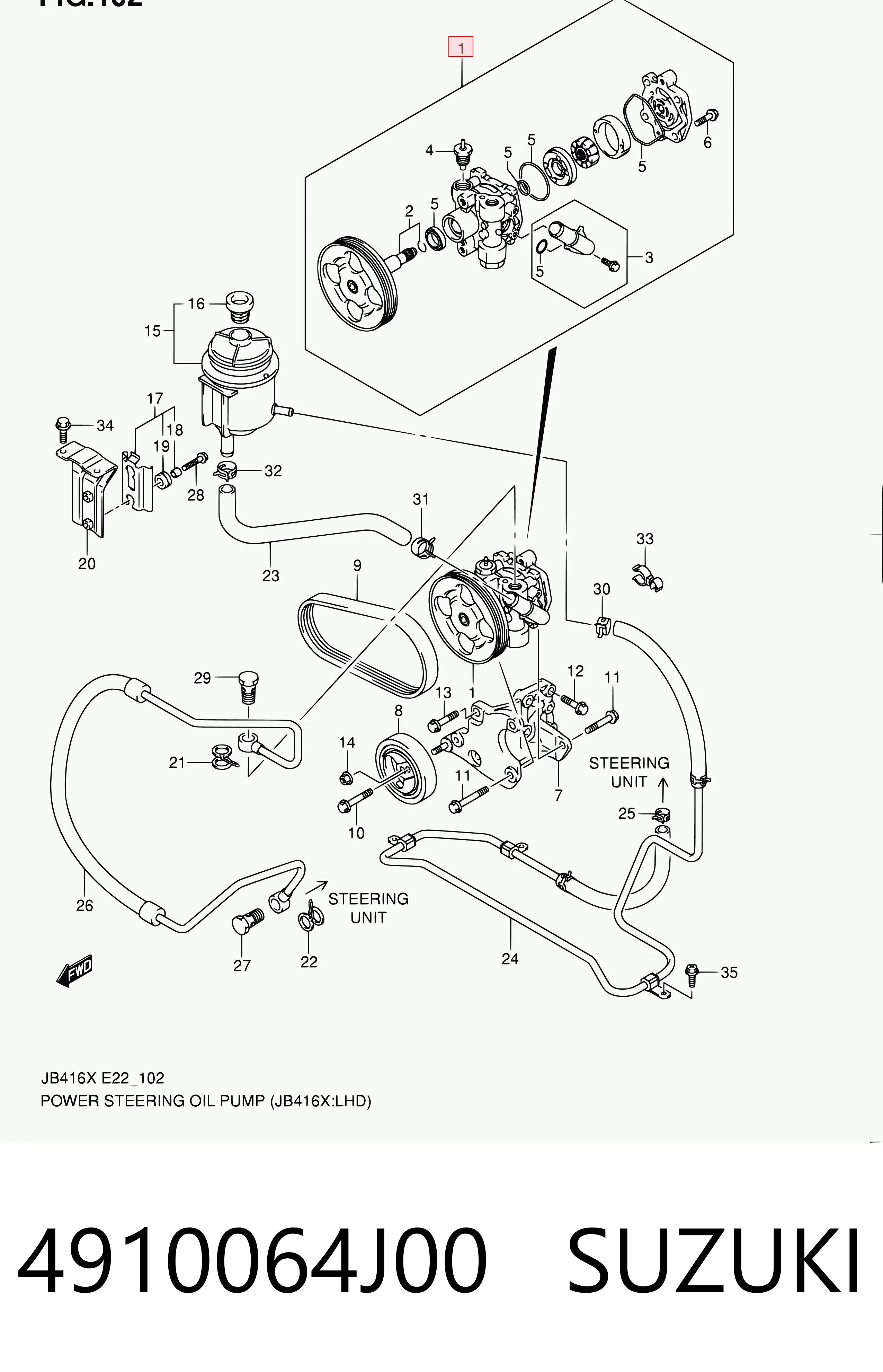4910064J00 Suzuki Pompa wspomagania hydraulicznego kierownicy