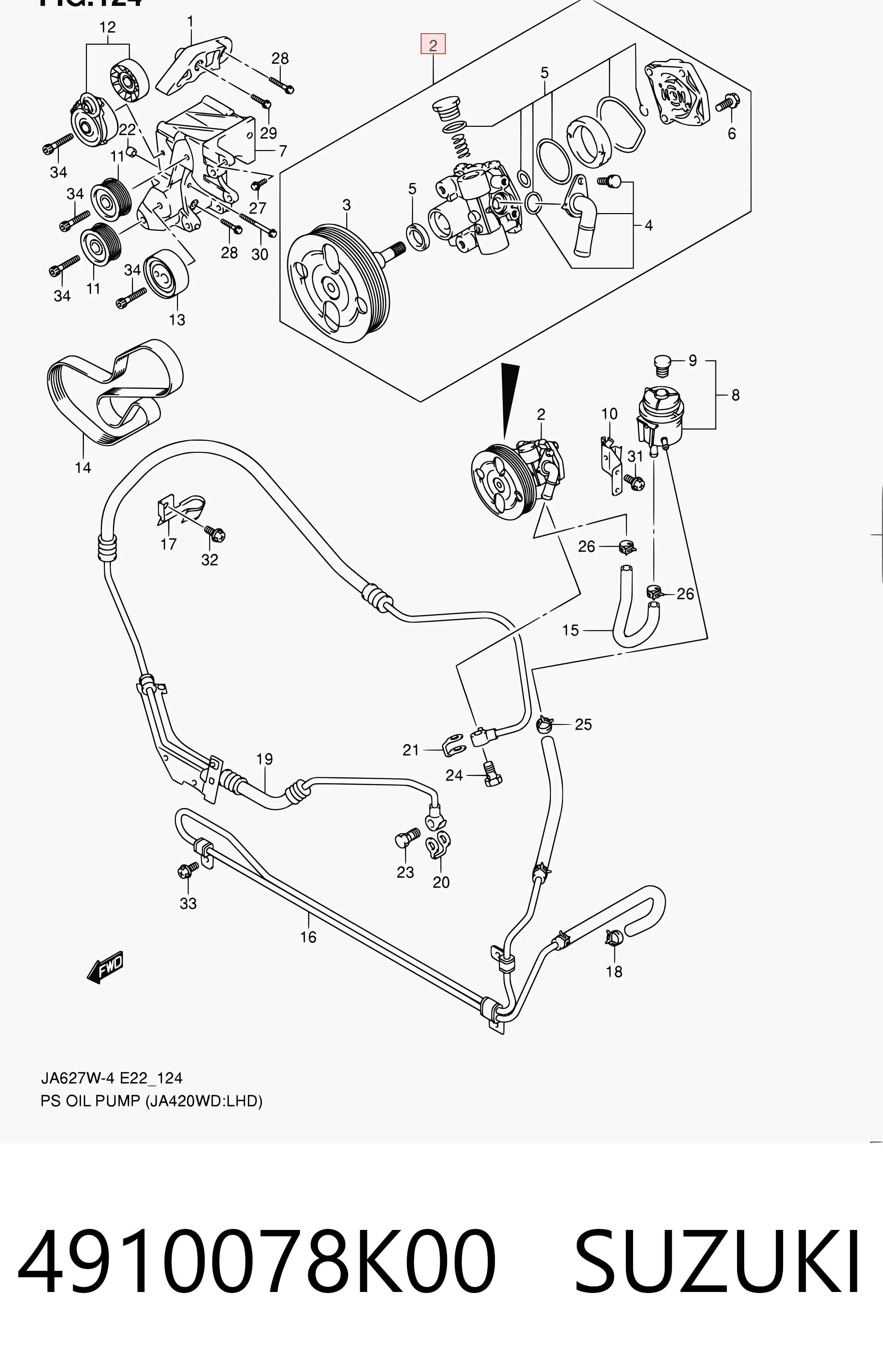 Pompa wspomagania hydraulicznego kierownicy Toyota 4910050J40