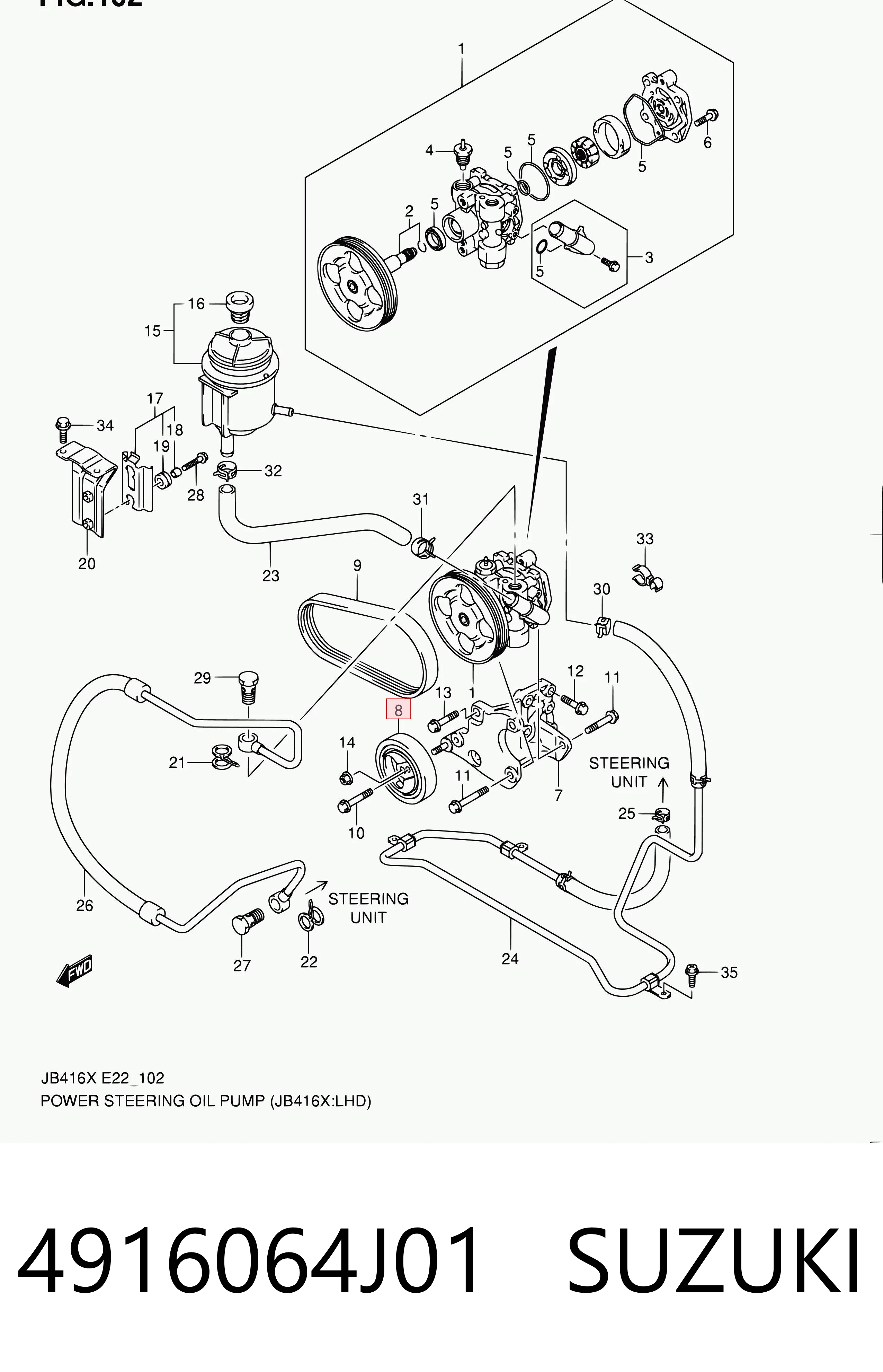 4916064J01 Suzuki Rolka napinacza paska napędowego