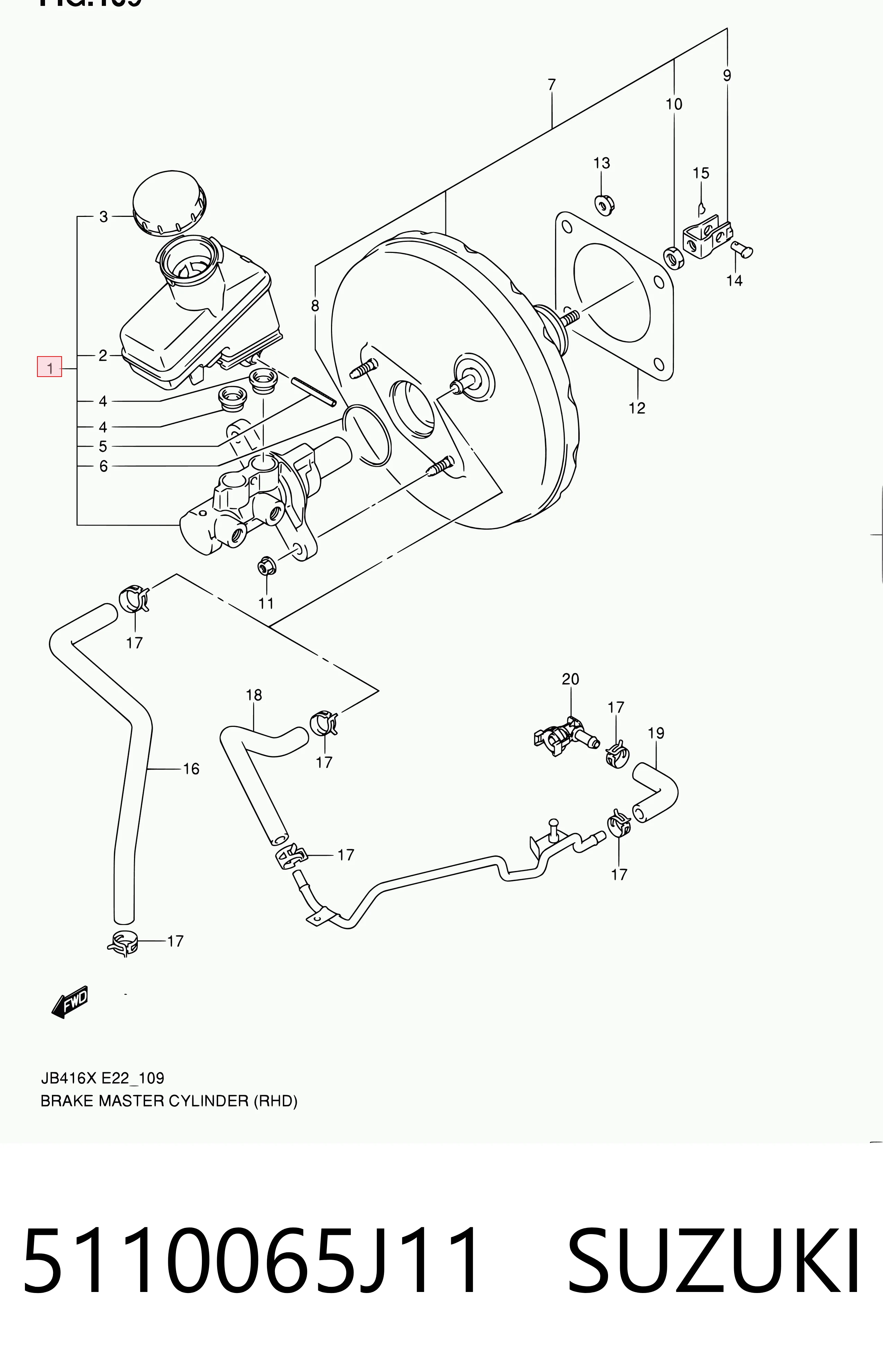 5110065J11 Suzuki Główny cylinder hamulców