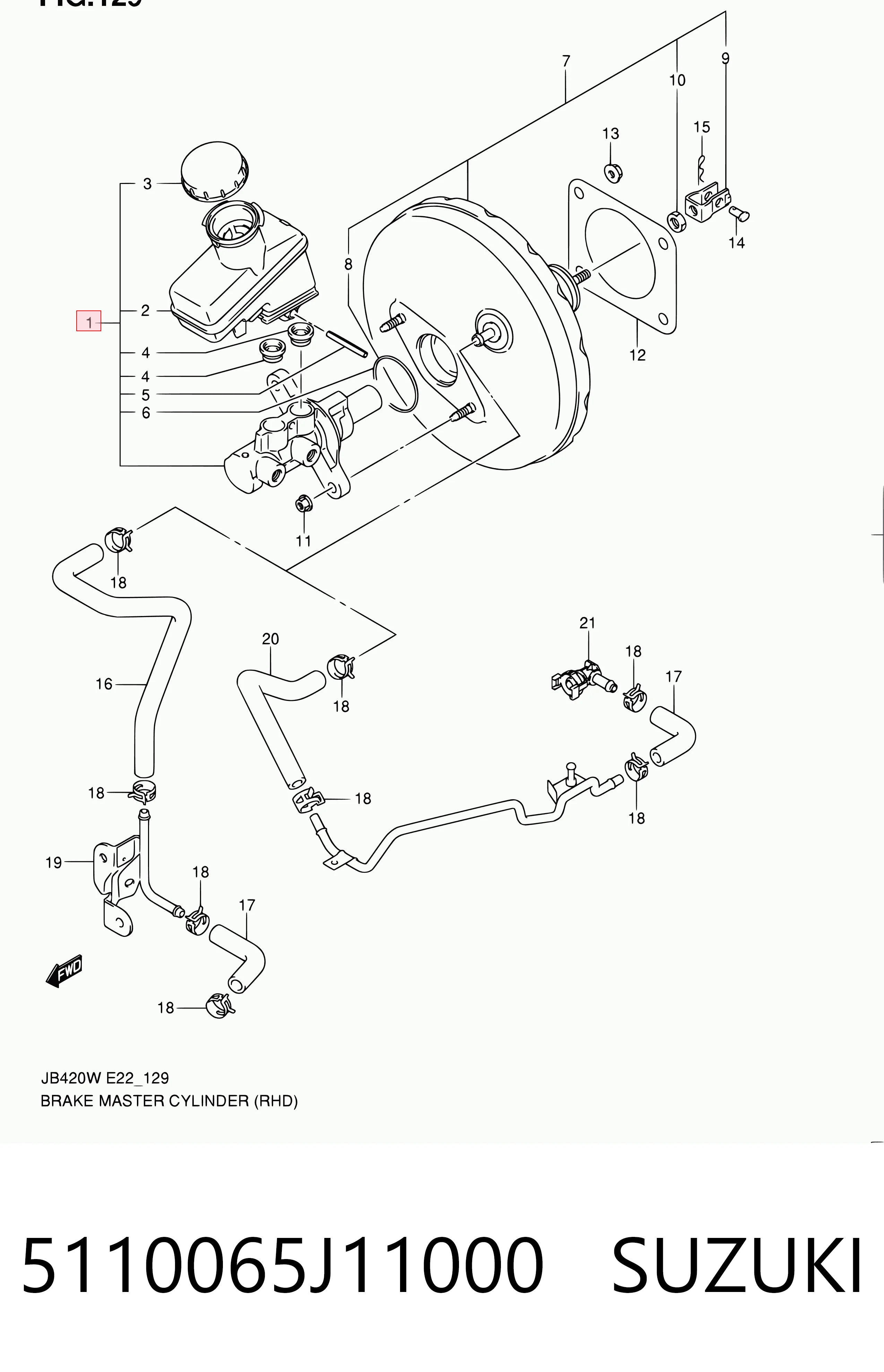 5110065J11000 Suzuki Główny cylinder hamulców