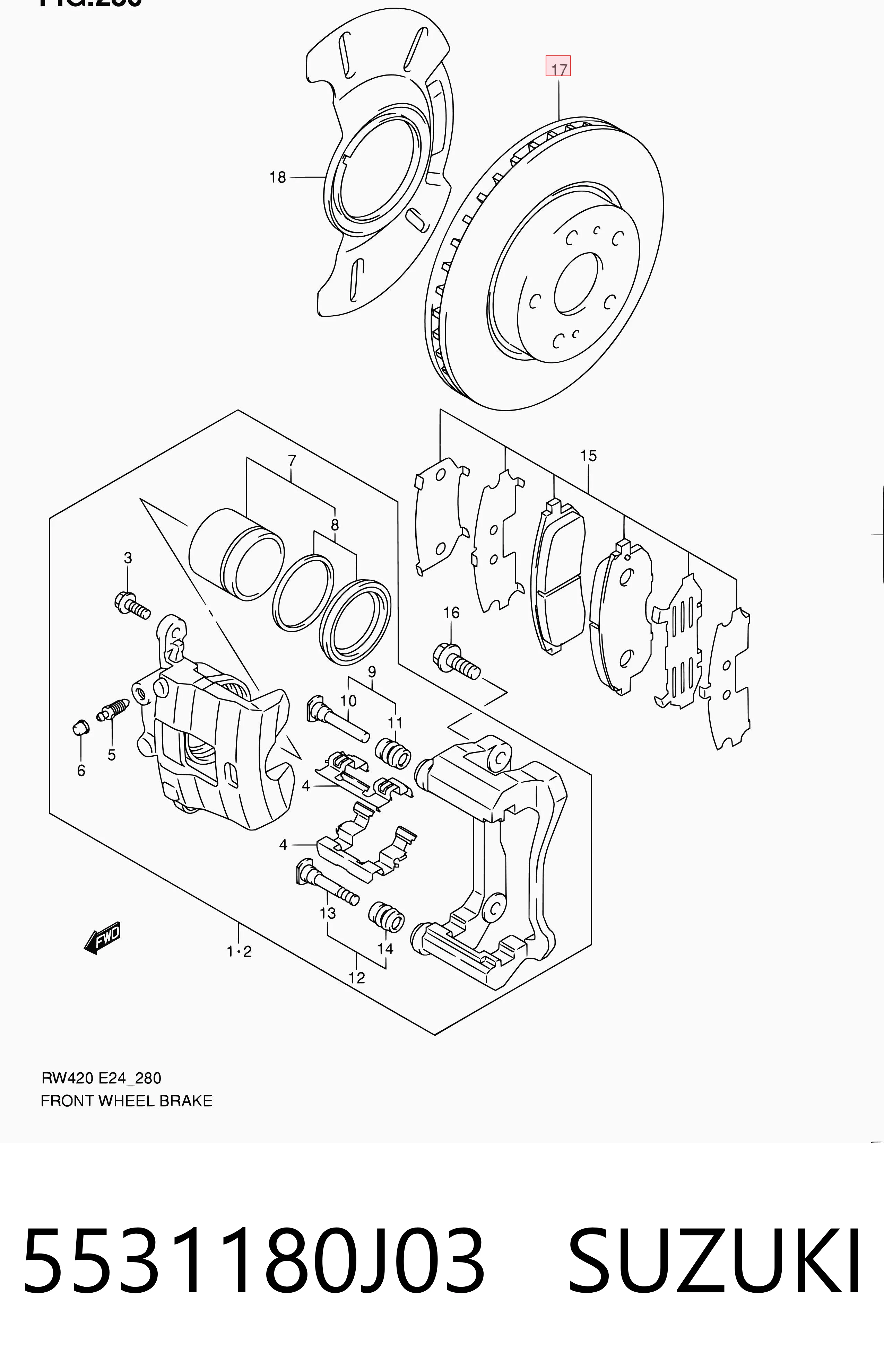 5531180J03 Suzuki Tarcza hamulcowa przednia