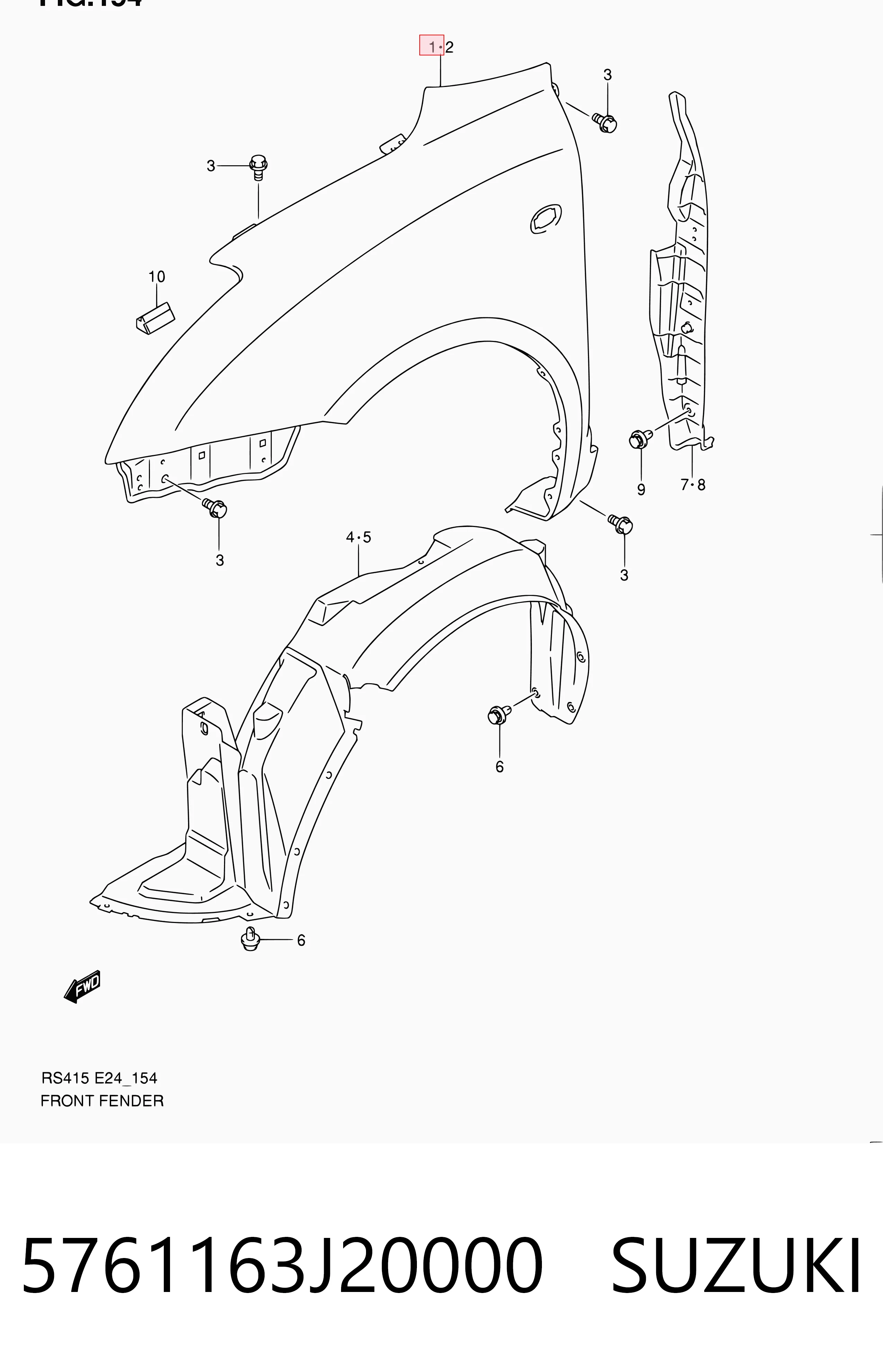 Błotnik przedni prawy do Suzuki Swift III RS