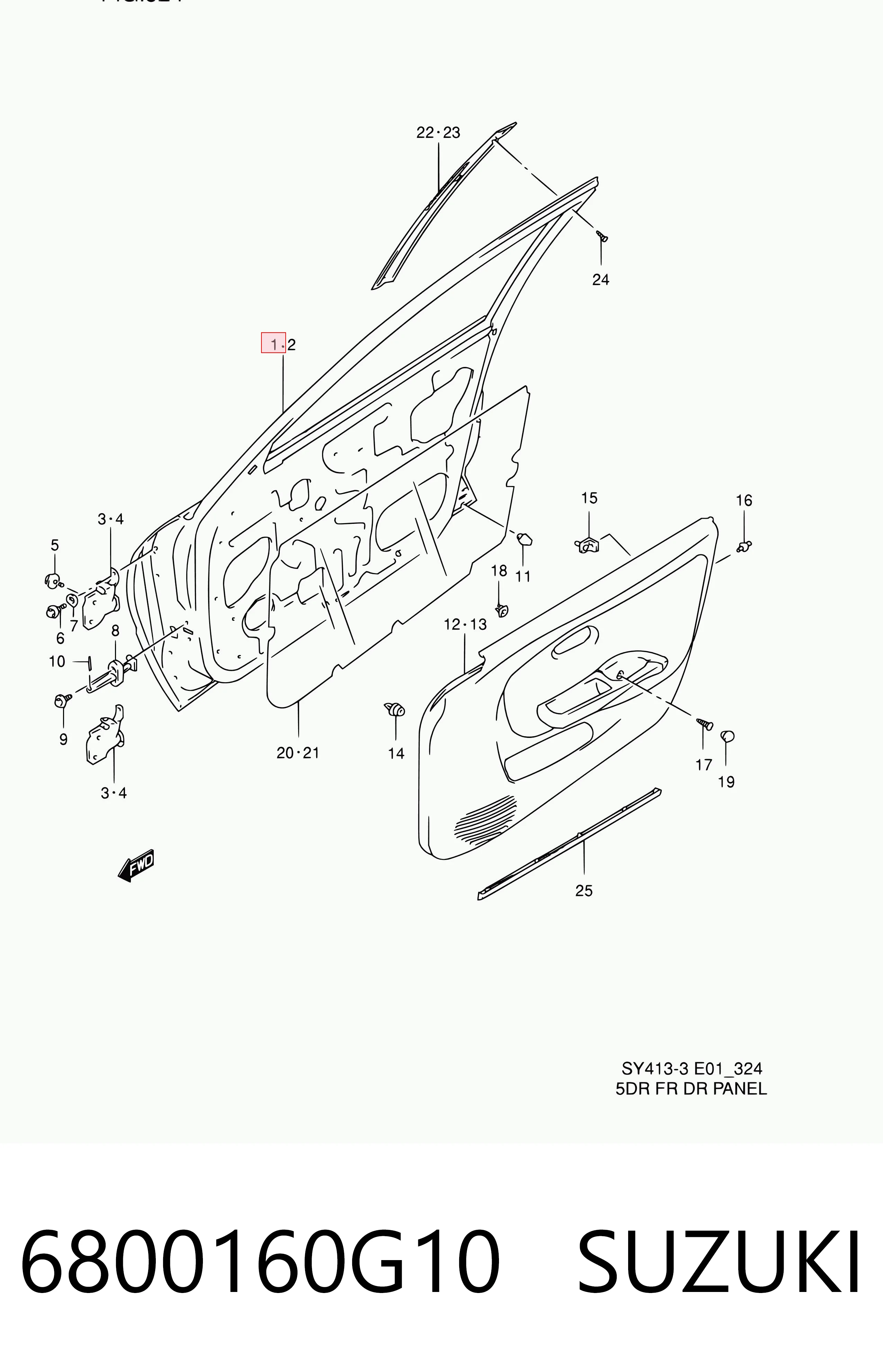 Drzwi przednie prawe do Suzuki Baleno  EG